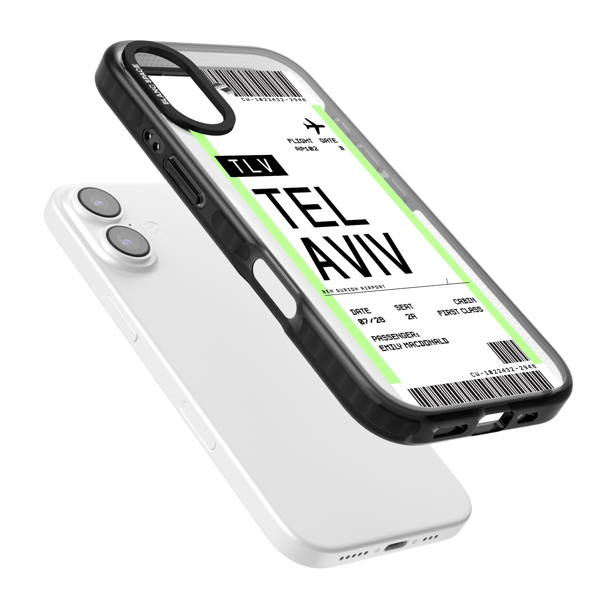 Personalised Tel Aviv Boarding Pass iPhone 17 Impact Black Phone Case Colours