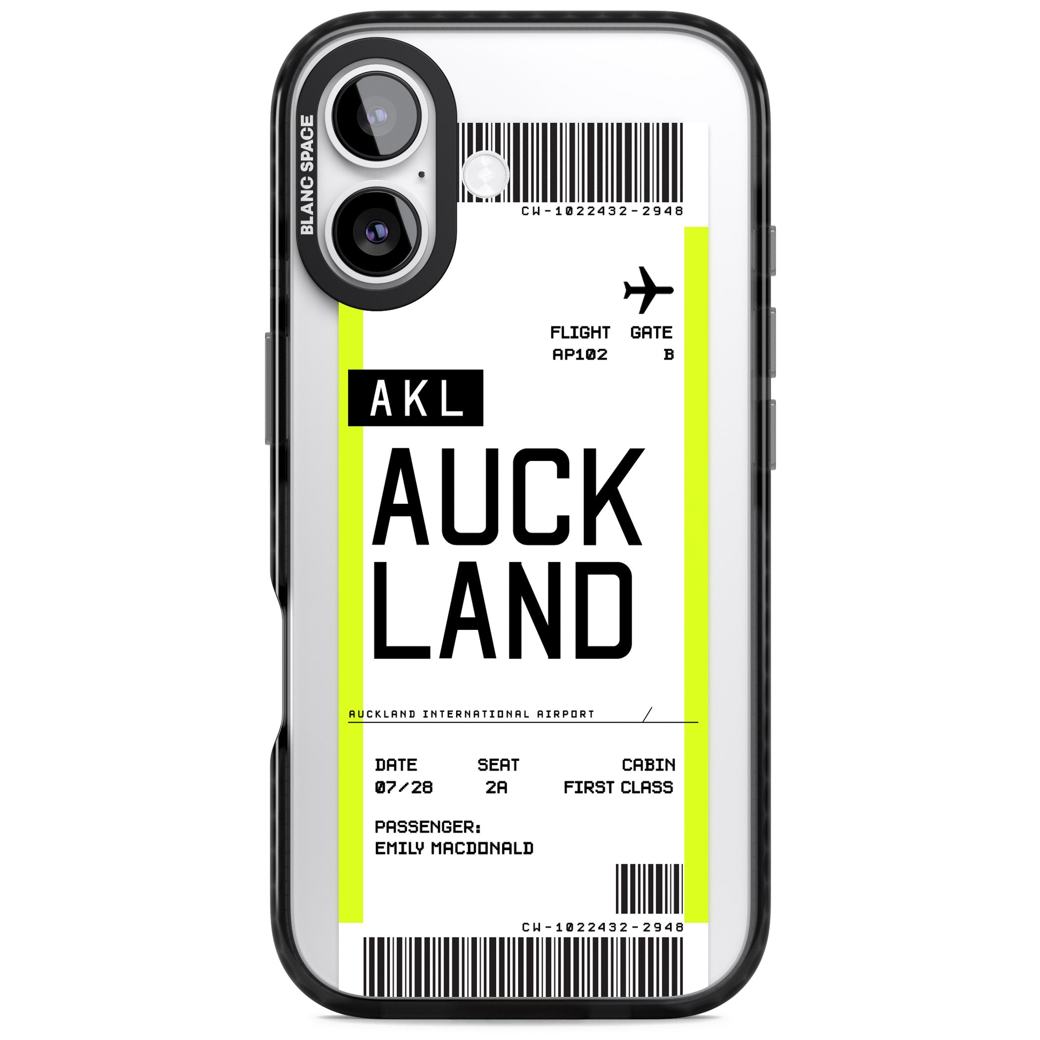 Personalised Auckland Boarding Pass iPhone 17 Impact Black Phone Case