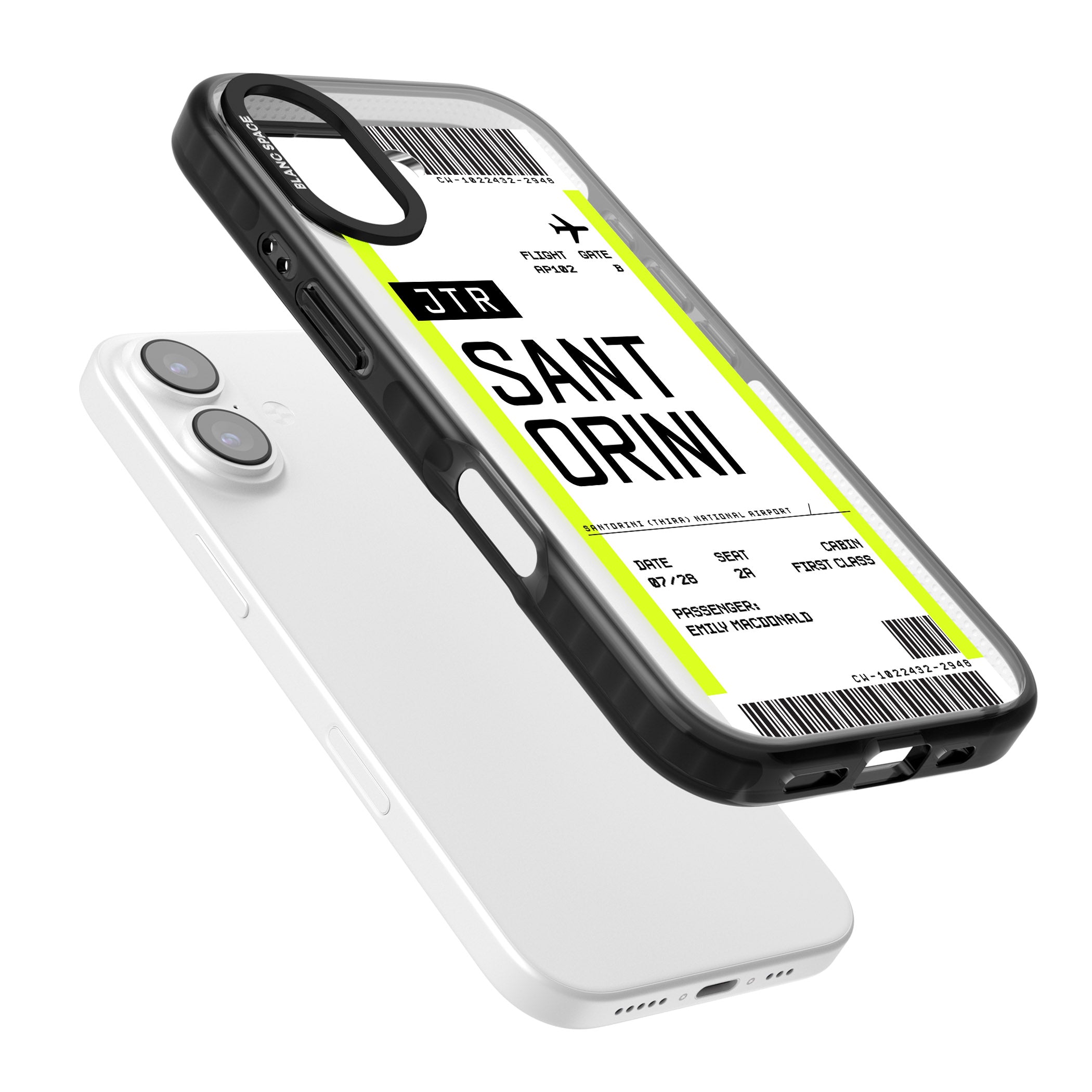Personalised Santorini Boarding Pass iPhone 17 Impact Black Phone Case Colours