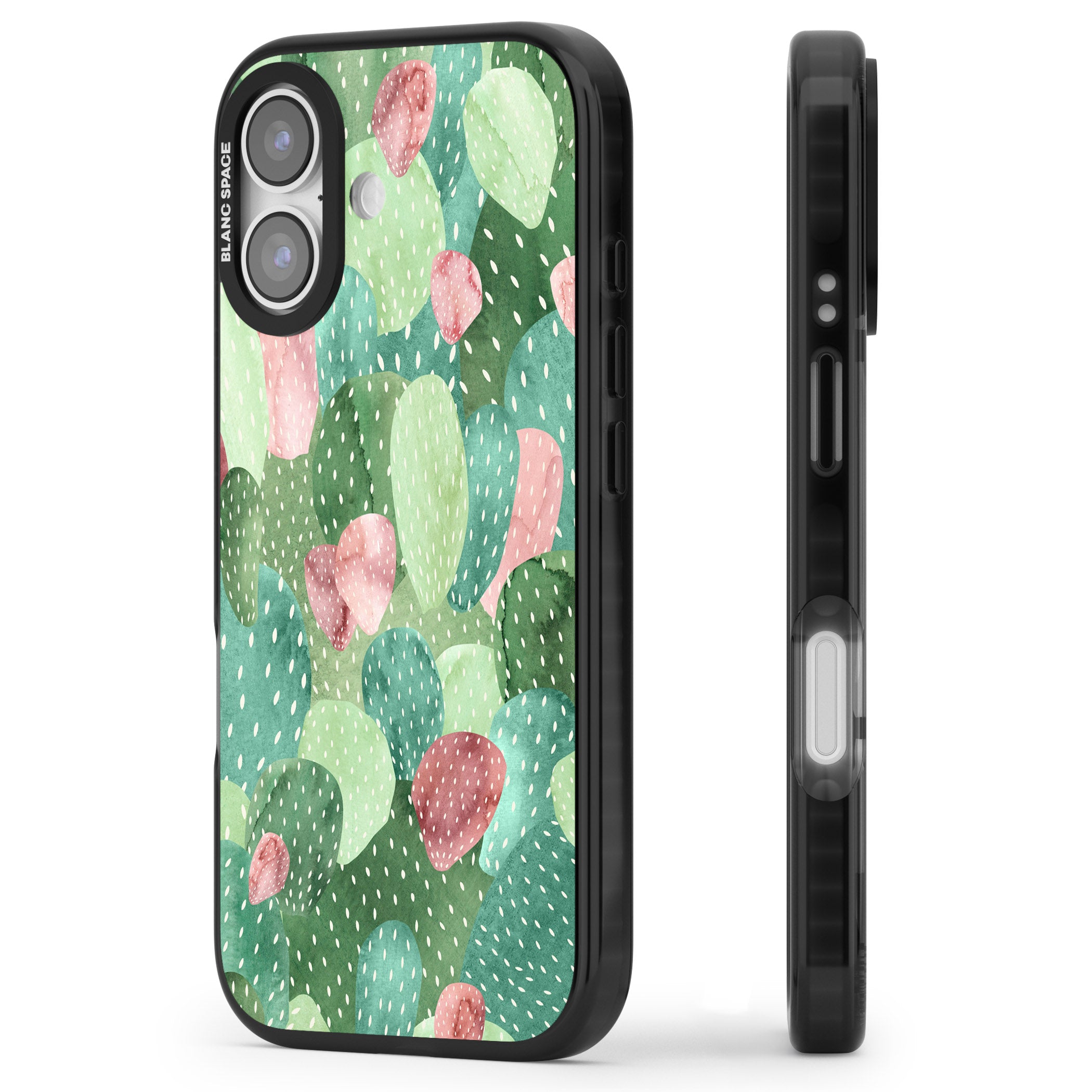 Cactus Charm iPhone 17 Impact Black Phone Case Side Profile