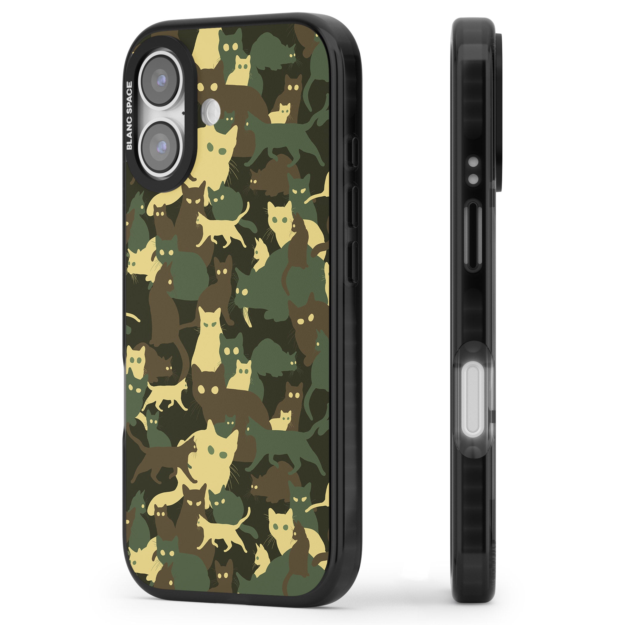 Forest Cat Camo iPhone 17 Impact Black Phone Case Side Profile