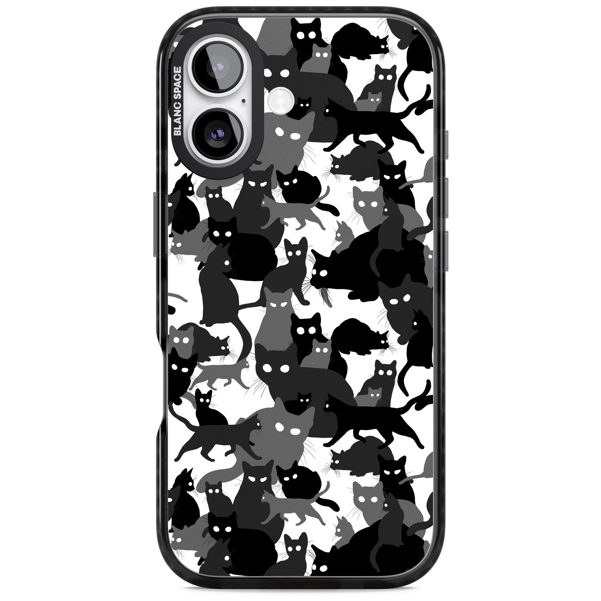 Black & White Cat Camouflage iPhone 17 Impact Black Phone Case