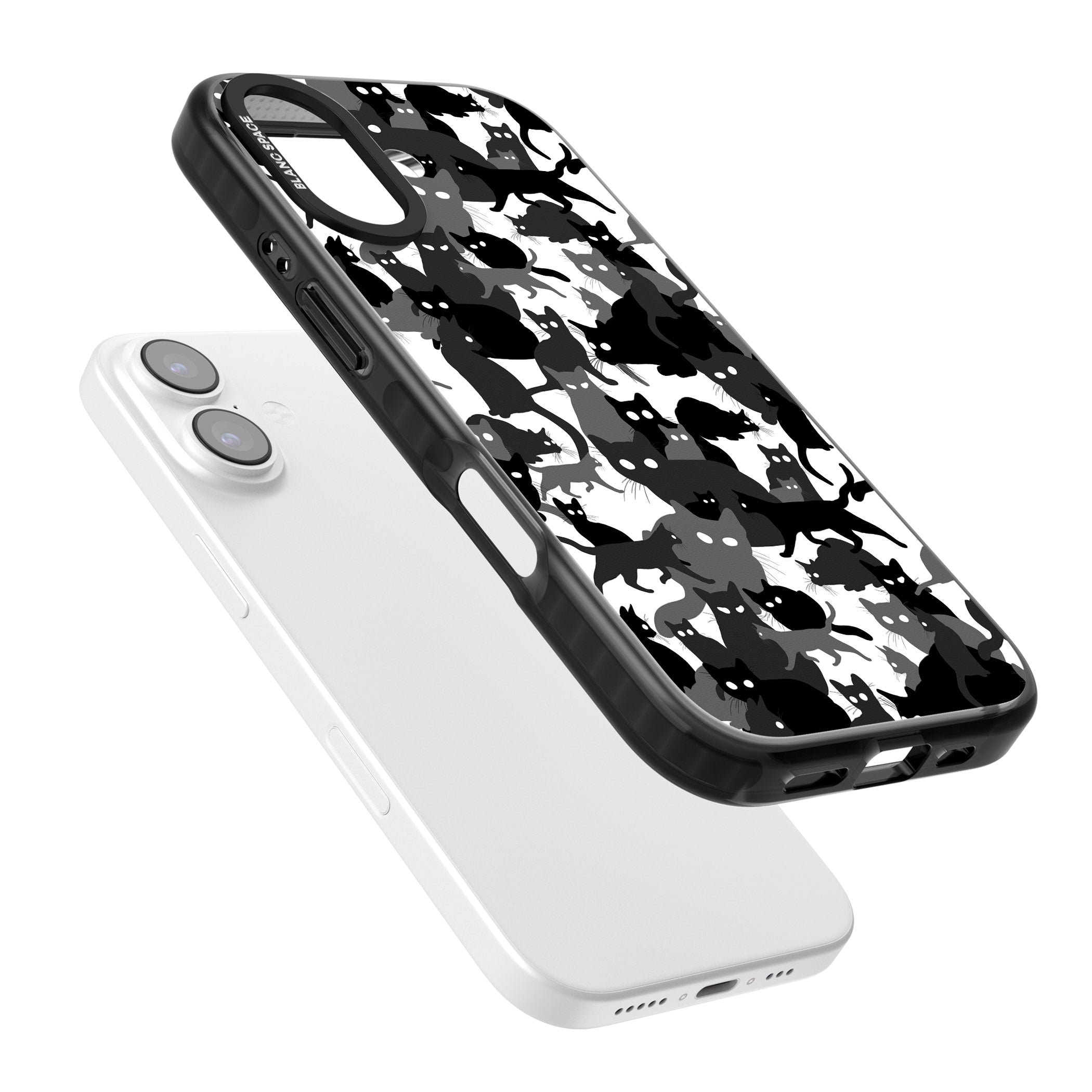 Black & White Cat Camouflage iPhone 17 Impact Black Phone Case Colours