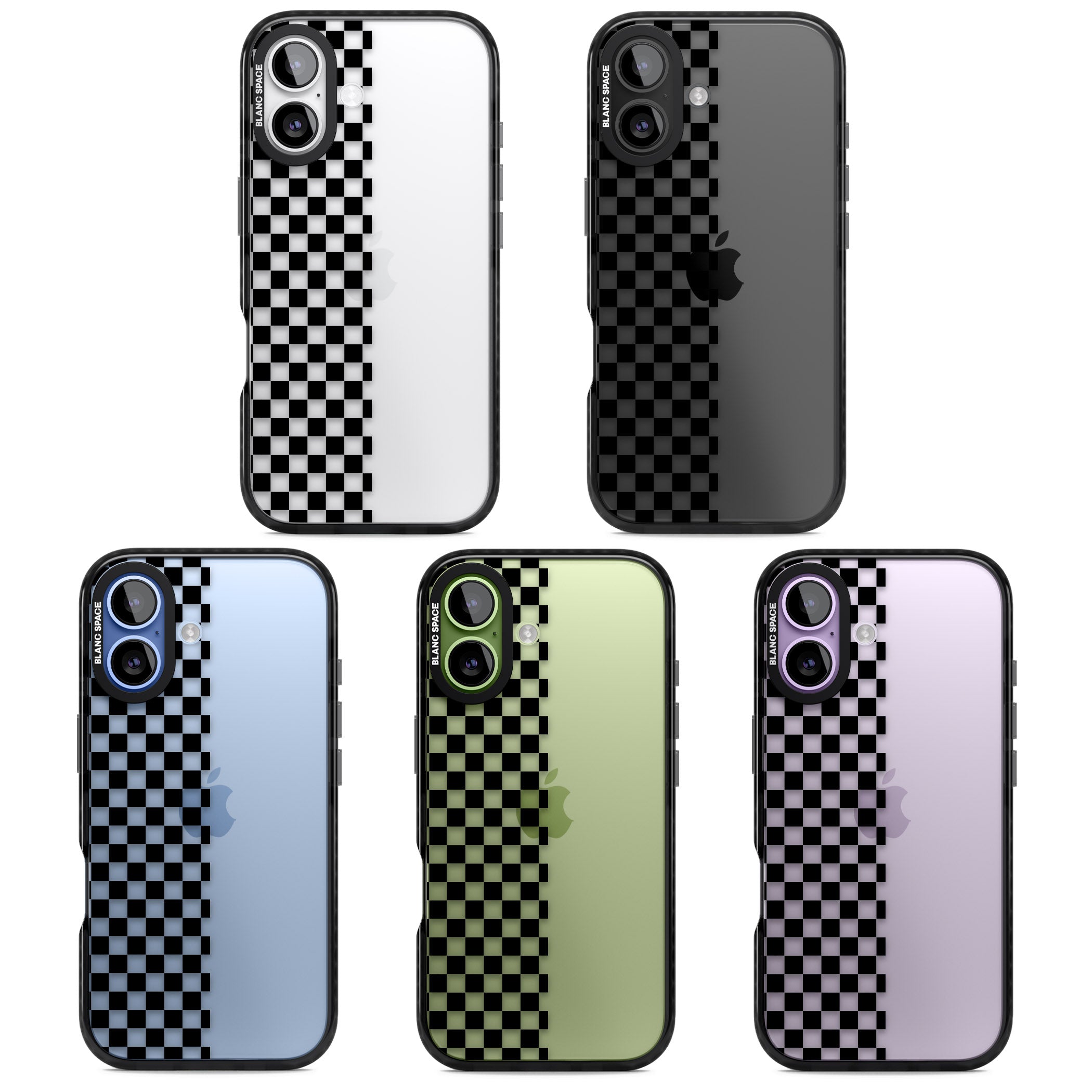 Checker: Half Black Check On Clear iPhone 17 Impact Black Phone Case APT Impact Protection