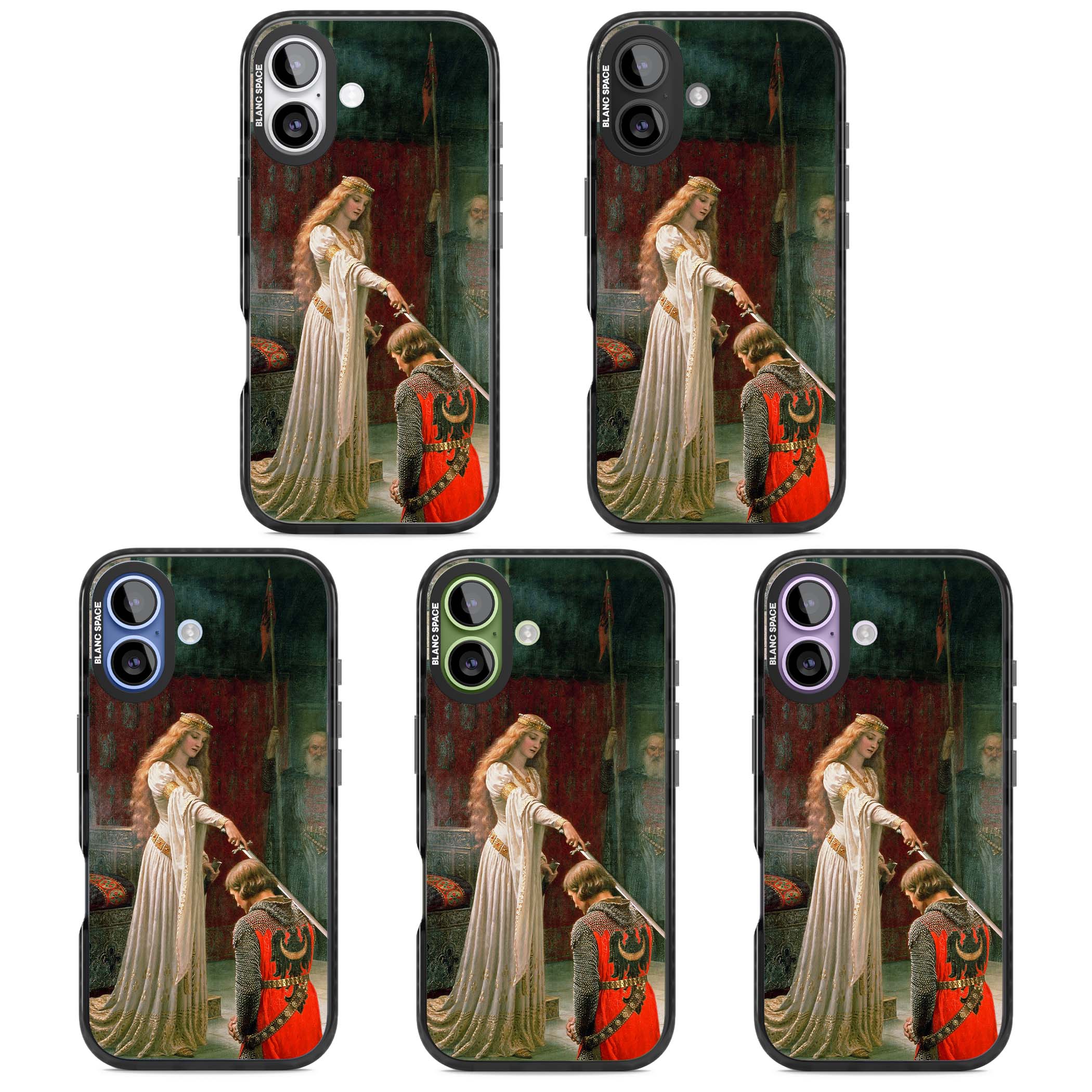 The Accolade renaissance art iPhone case featuring Edmund Blair Leighton's painting of a queen knighting a kneeling knight | Clear Impact case for iPhone 17