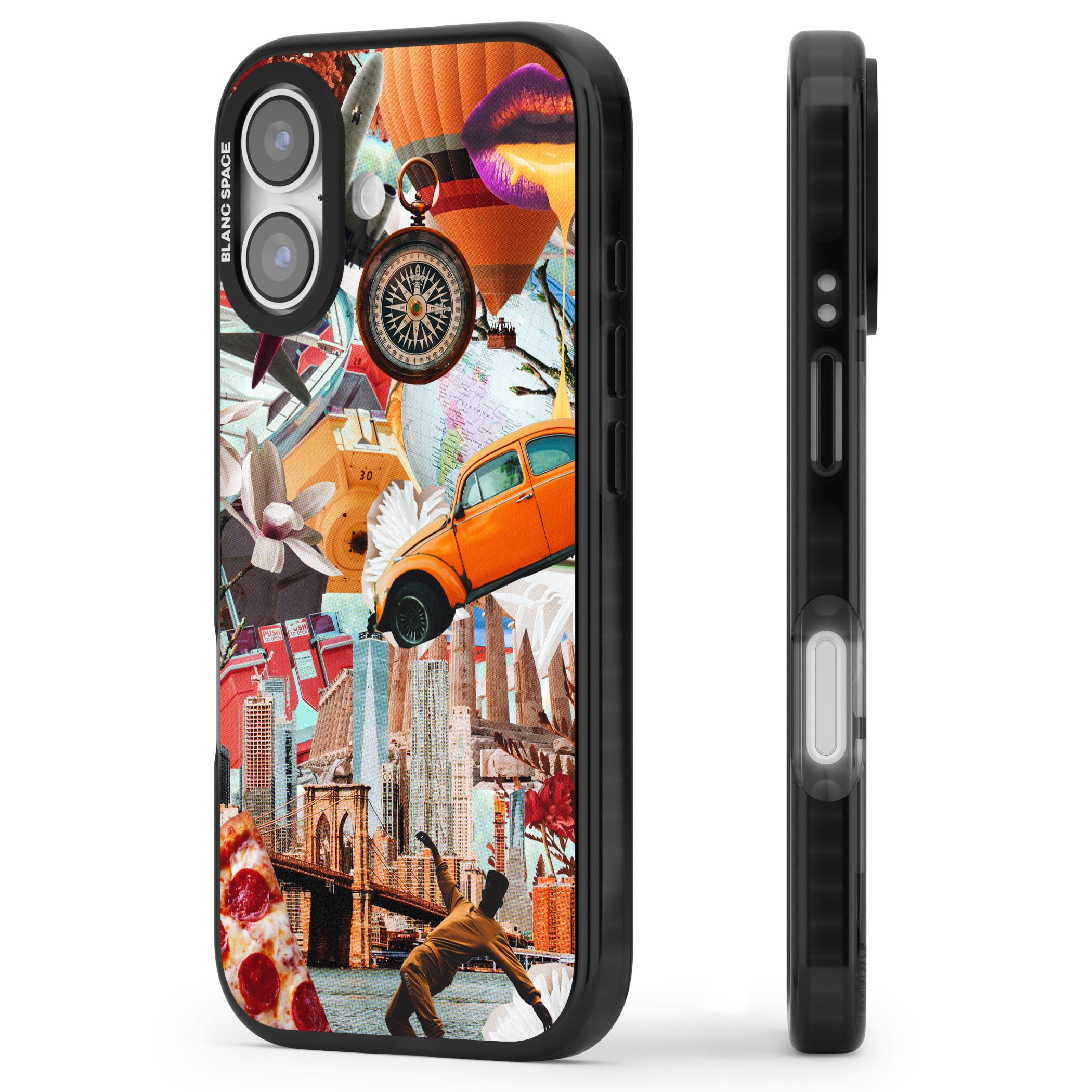 Bold New York Collage iPhone 17 Impact Black Phone Case Side Profile