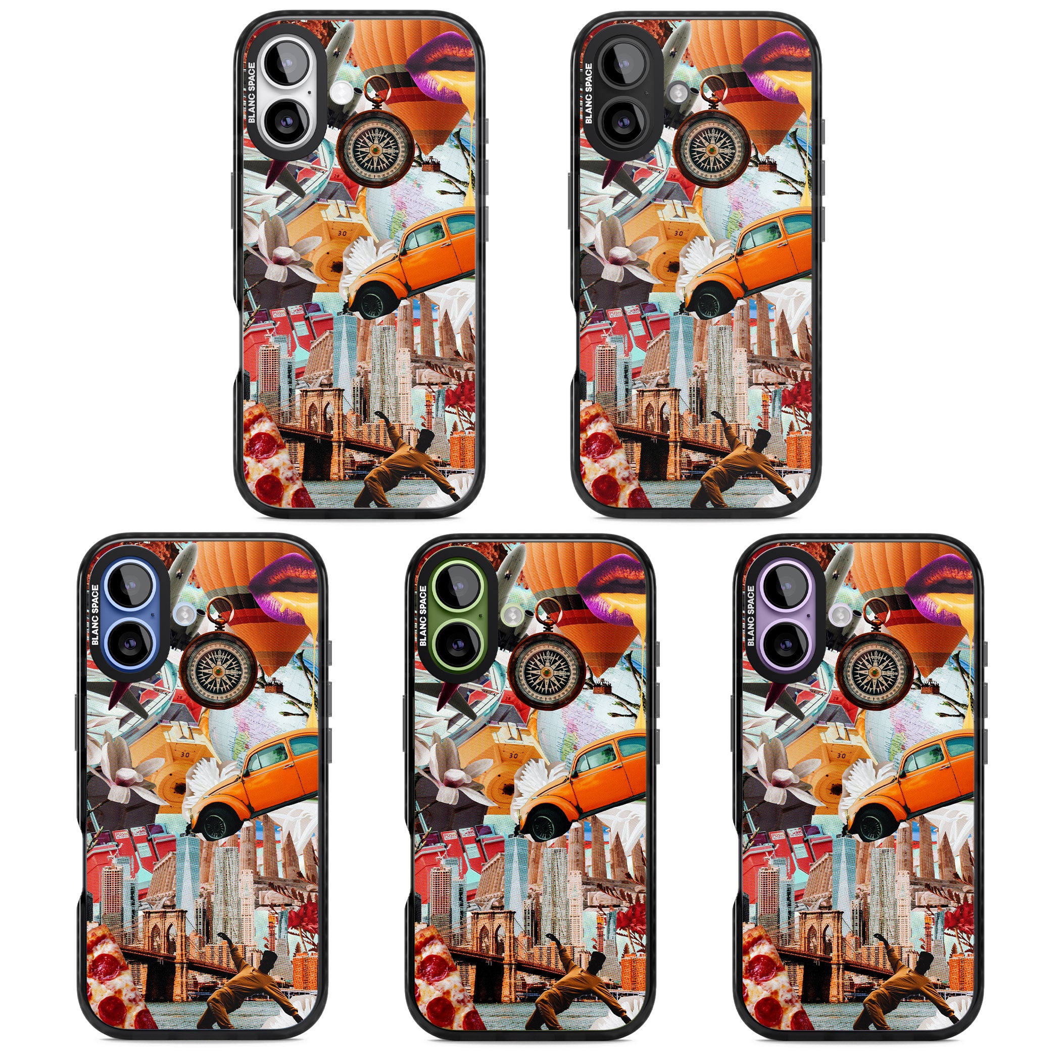 Bold New York Collage iPhone 17 Impact Black Phone Case APT Impact Protection
