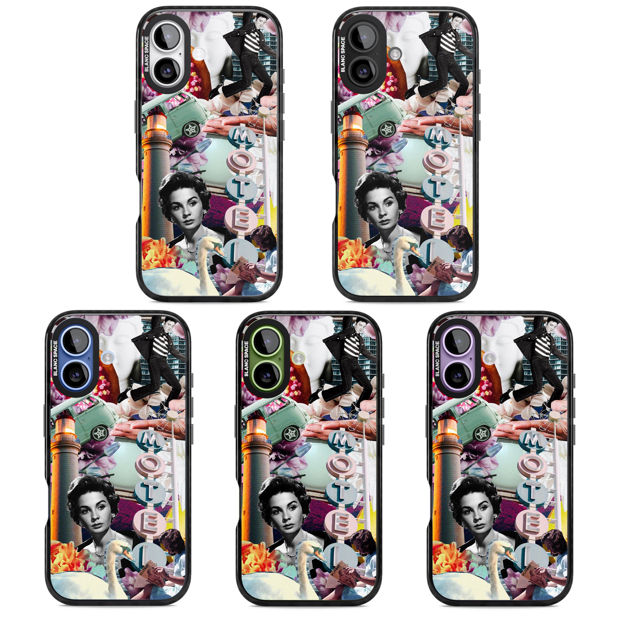 Retro Motel Collage iPhone 17 Impact Black Phone Case APT Impact Protection