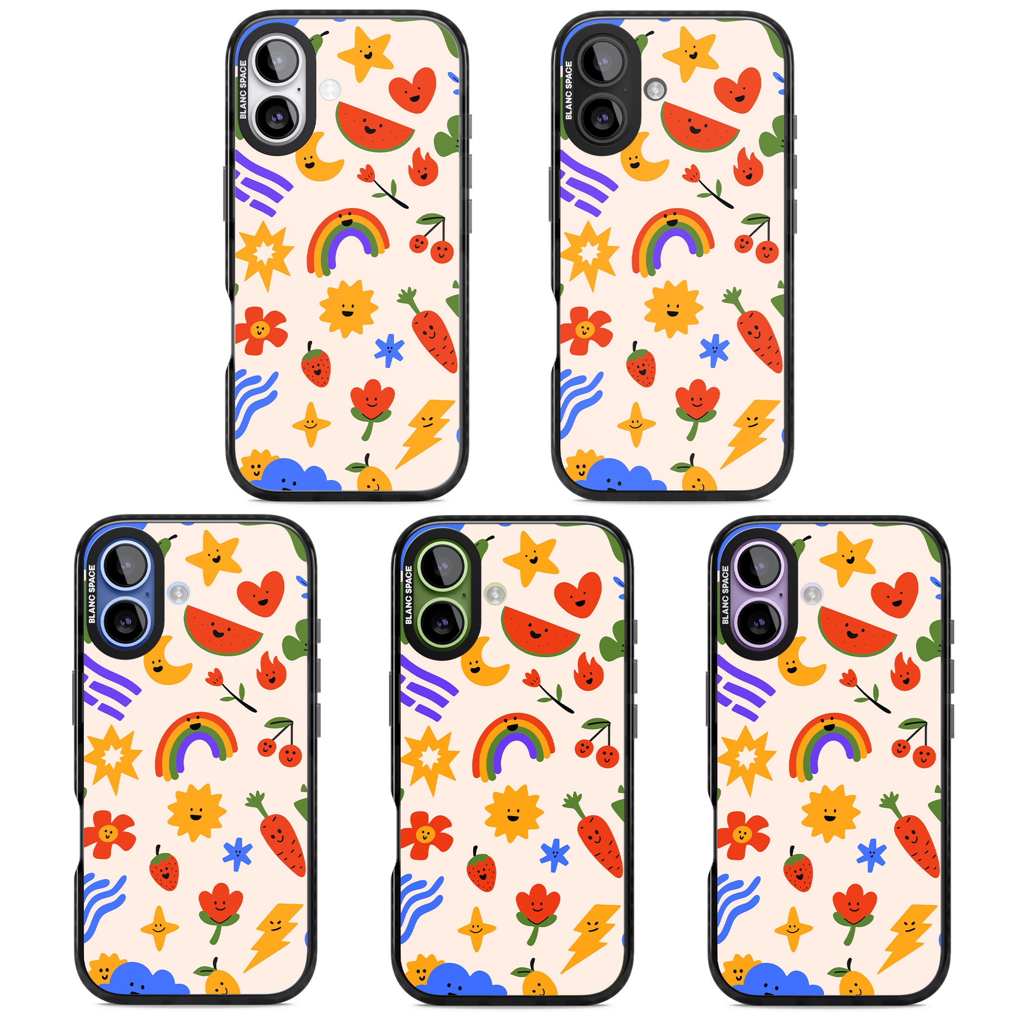 Playful Kawaii Icons iPhone 17 Impact Black Phone Case APT Impact Protection