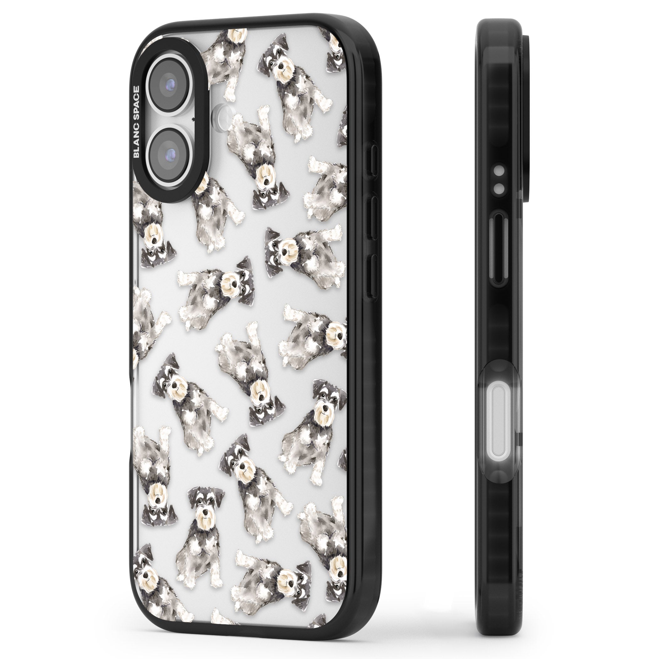 Miniature Schnauzer Watercolor iPhone 17 Impact Black Phone Case Side Profile