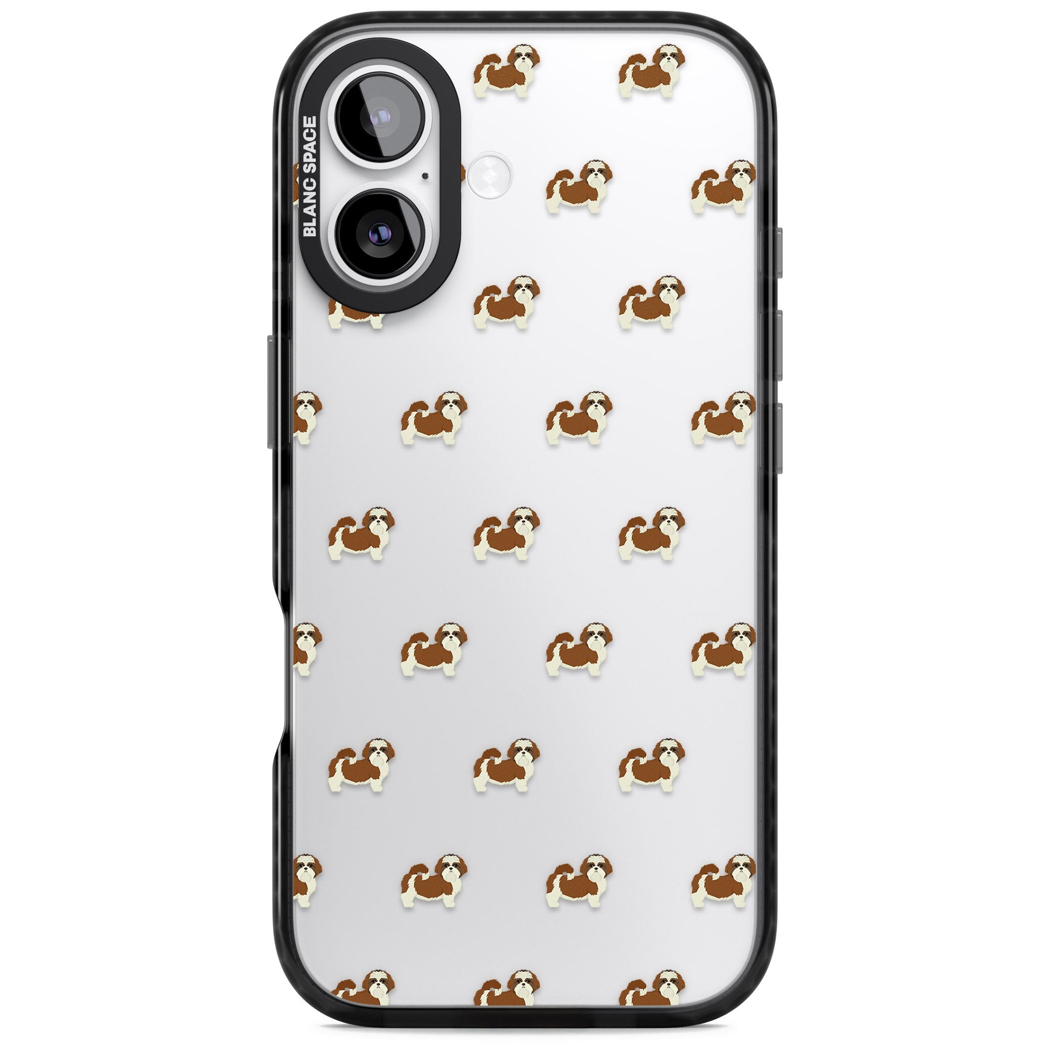 Shih Tzu Pattern Clear iPhone 17 Impact Black Phone Case