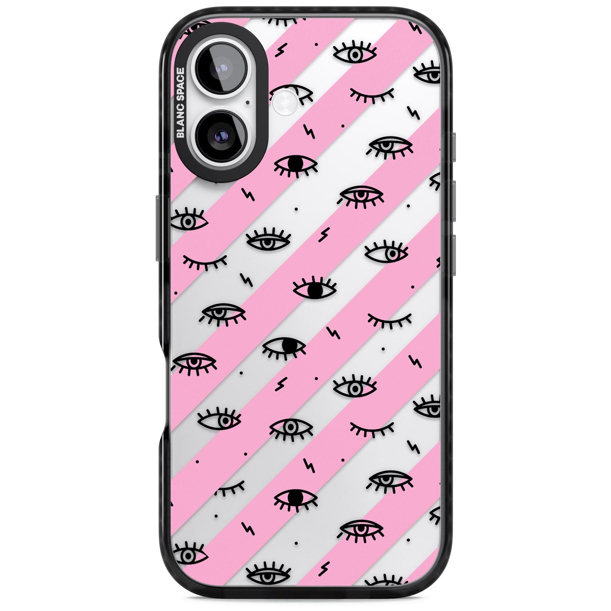 Pink Stripe Eyes iPhone 17 Impact Black Phone Case