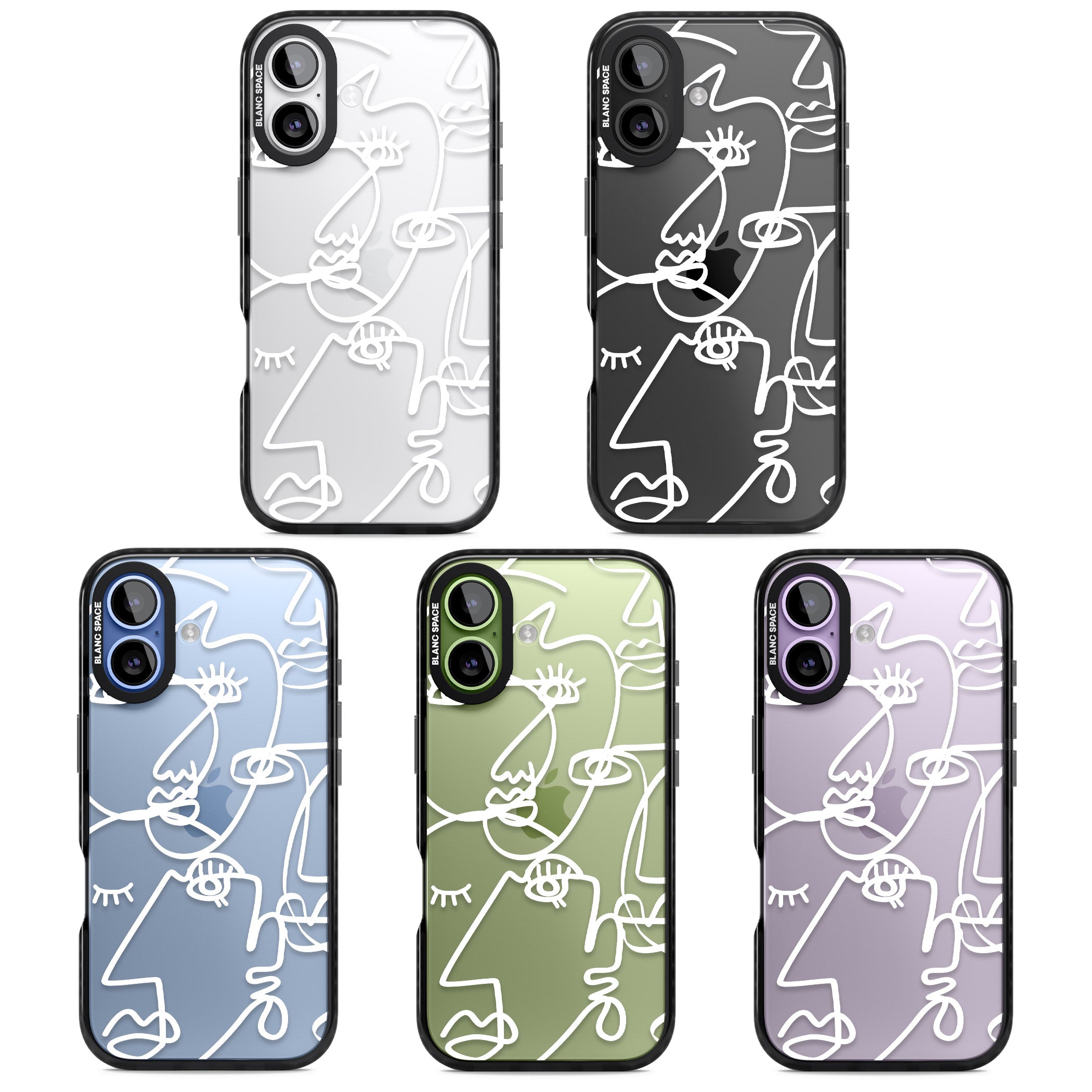 Abstract Line Art White Clear iPhone 17 Impact Black Phone Case APT Impact Protection
