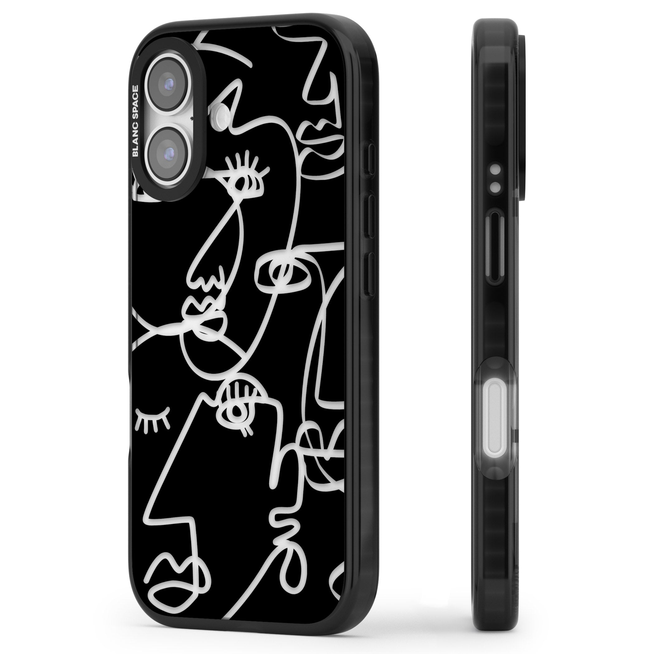 Abstract Line Art Clear Black iPhone 17 Impact Black Phone Case Side Profile
