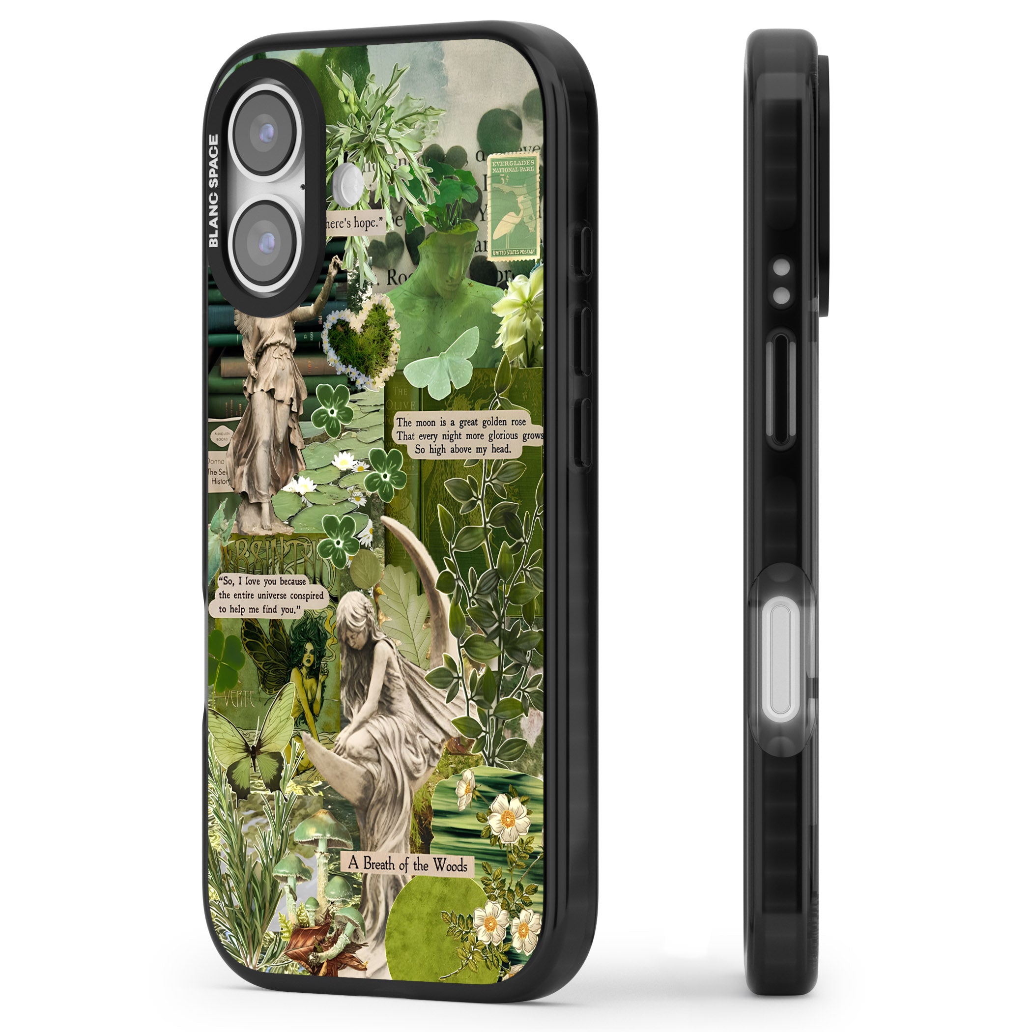 Enchanted Forest Green iPhone 17 Impact Black Phone Case Side Profile