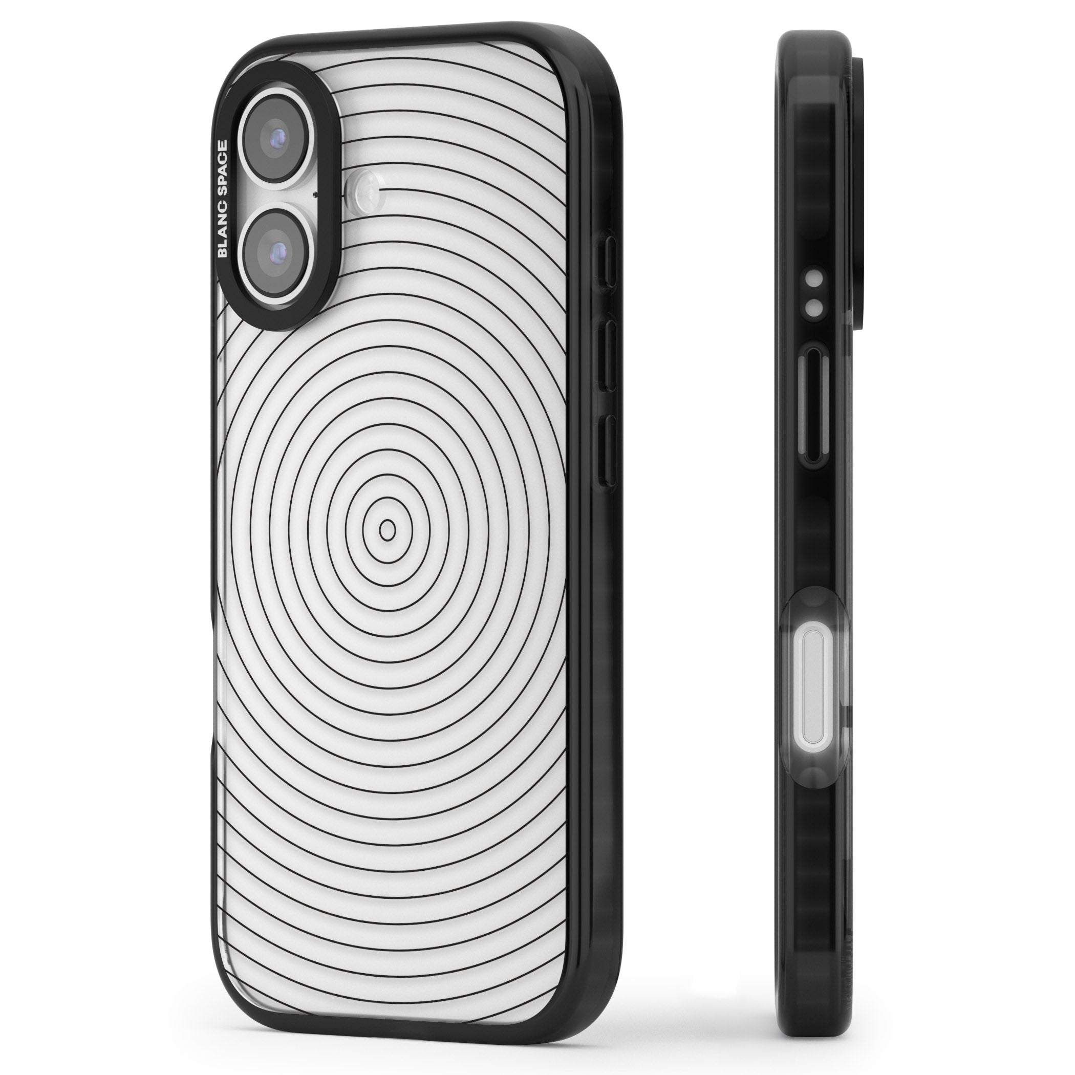 Concentric Lines: Monochrome Vibes iPhone 17 Impact Black Phone Case Side Profile