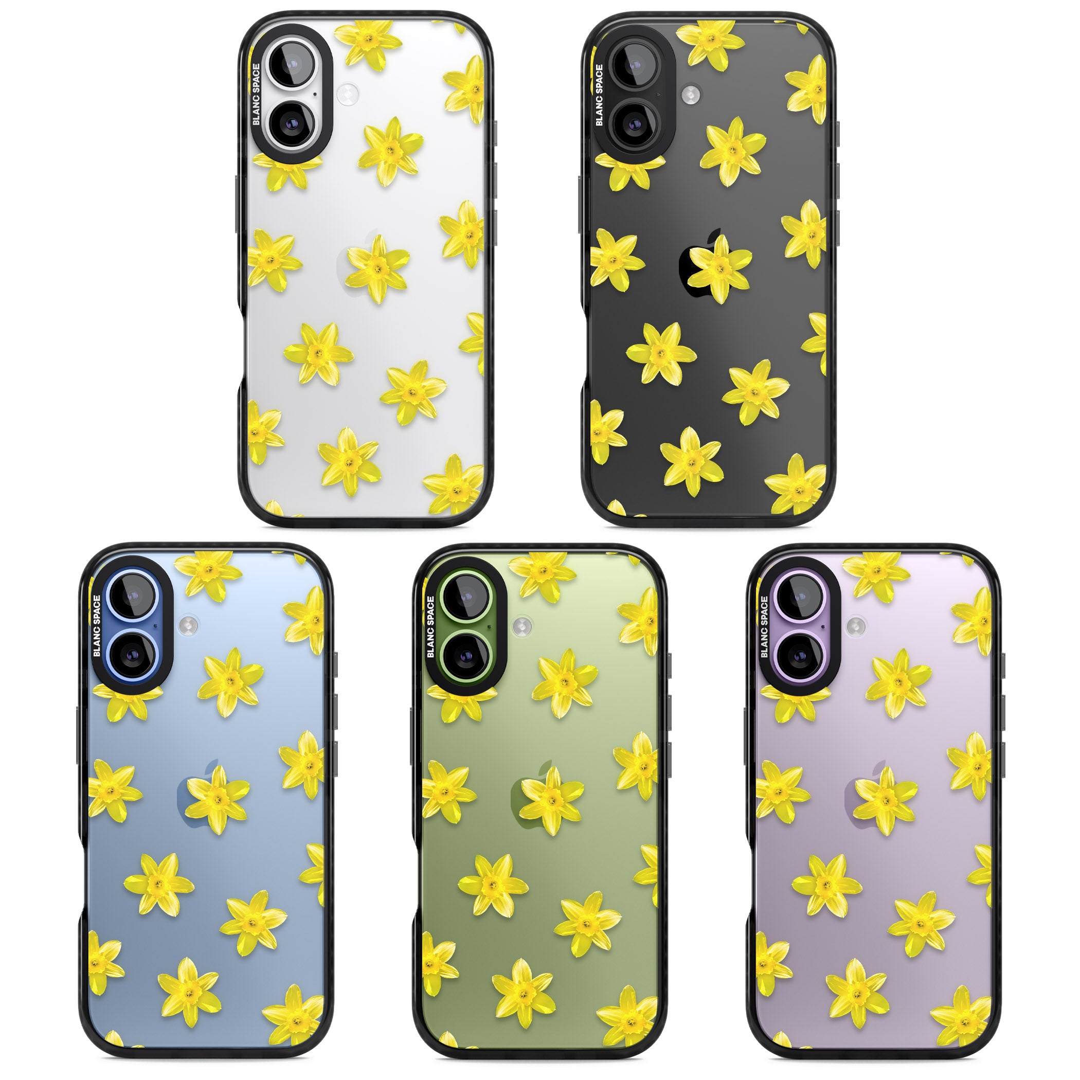 Daffodils Transparent Pattern iPhone 17 Impact Black Phone Case APT Impact Protection