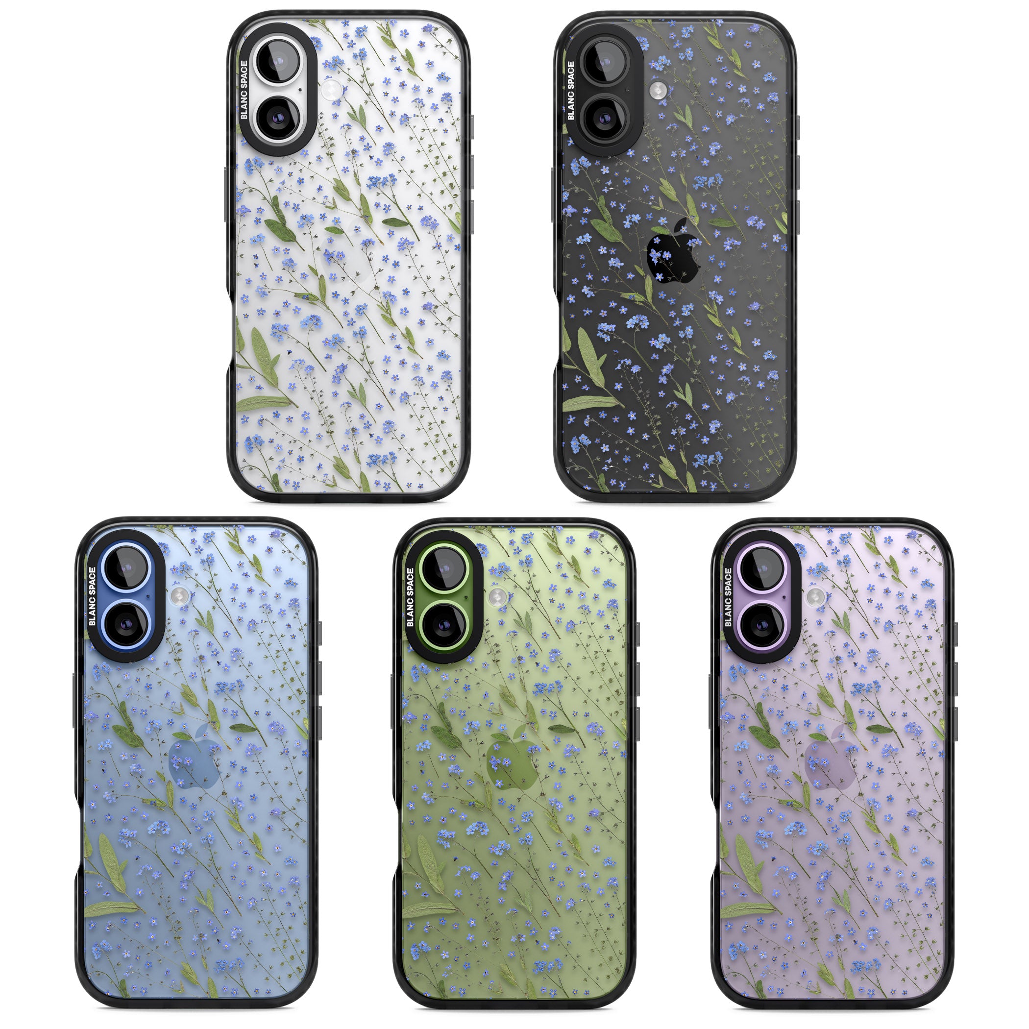 Blue Meadow Floral iPhone 17 Impact Black Phone Case APT Impact Protection