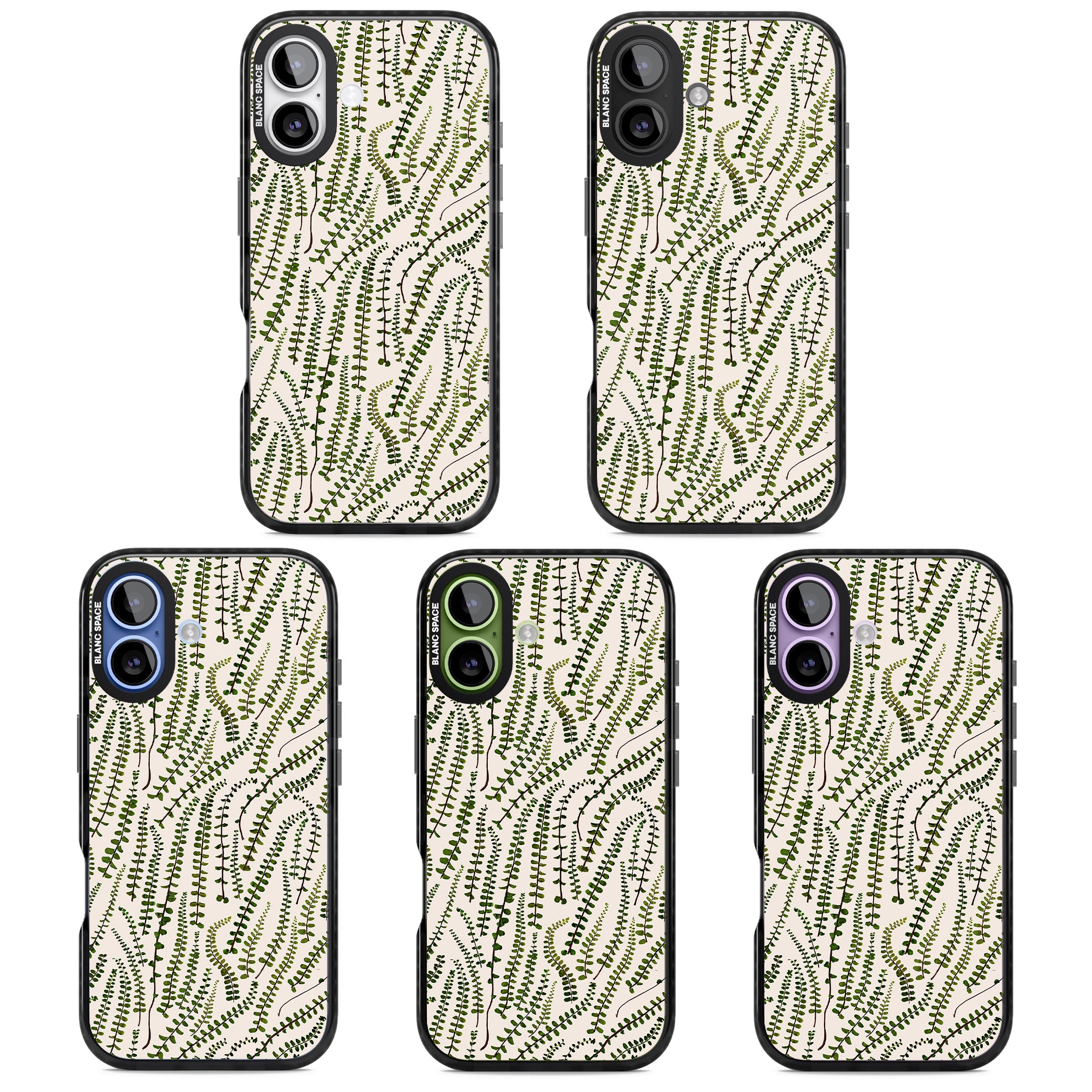 Fern Leaf Pattern iPhone 17 Impact Black Phone Case APT Impact Protection