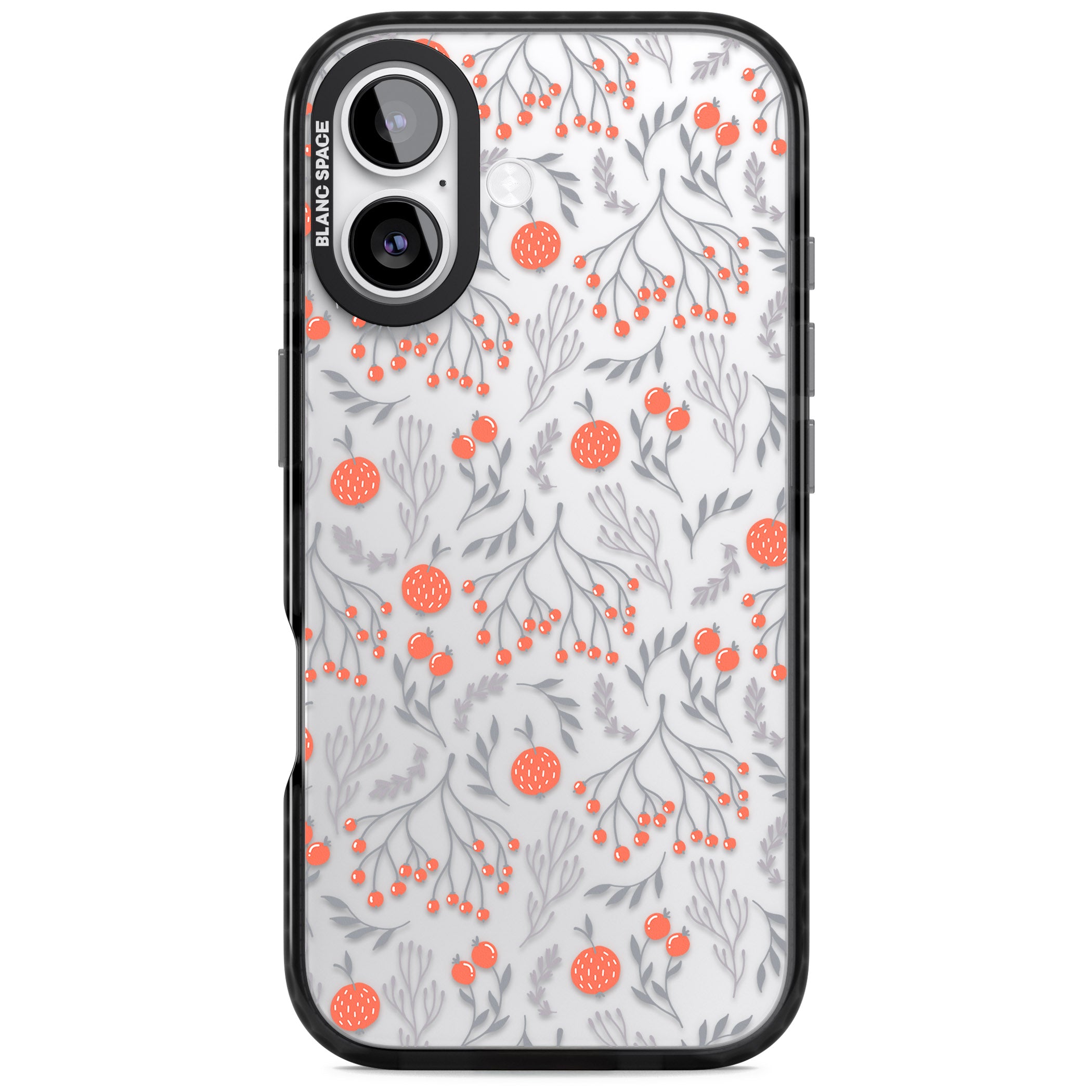 Red Fruits Floral iPhone 17 Impact Black Phone Case