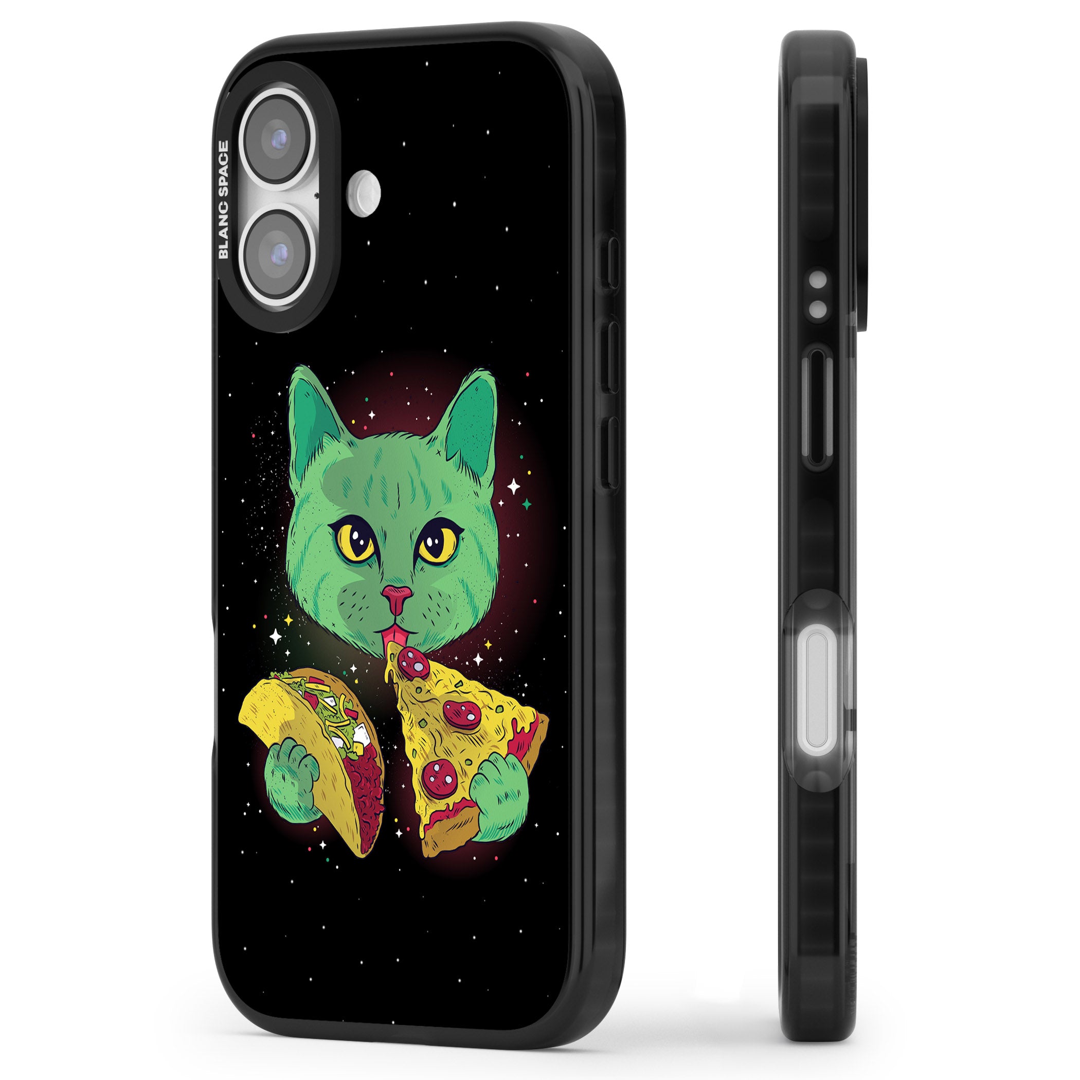 Pizza Purr iPhone 17 Impact Black Phone Case Side Profile