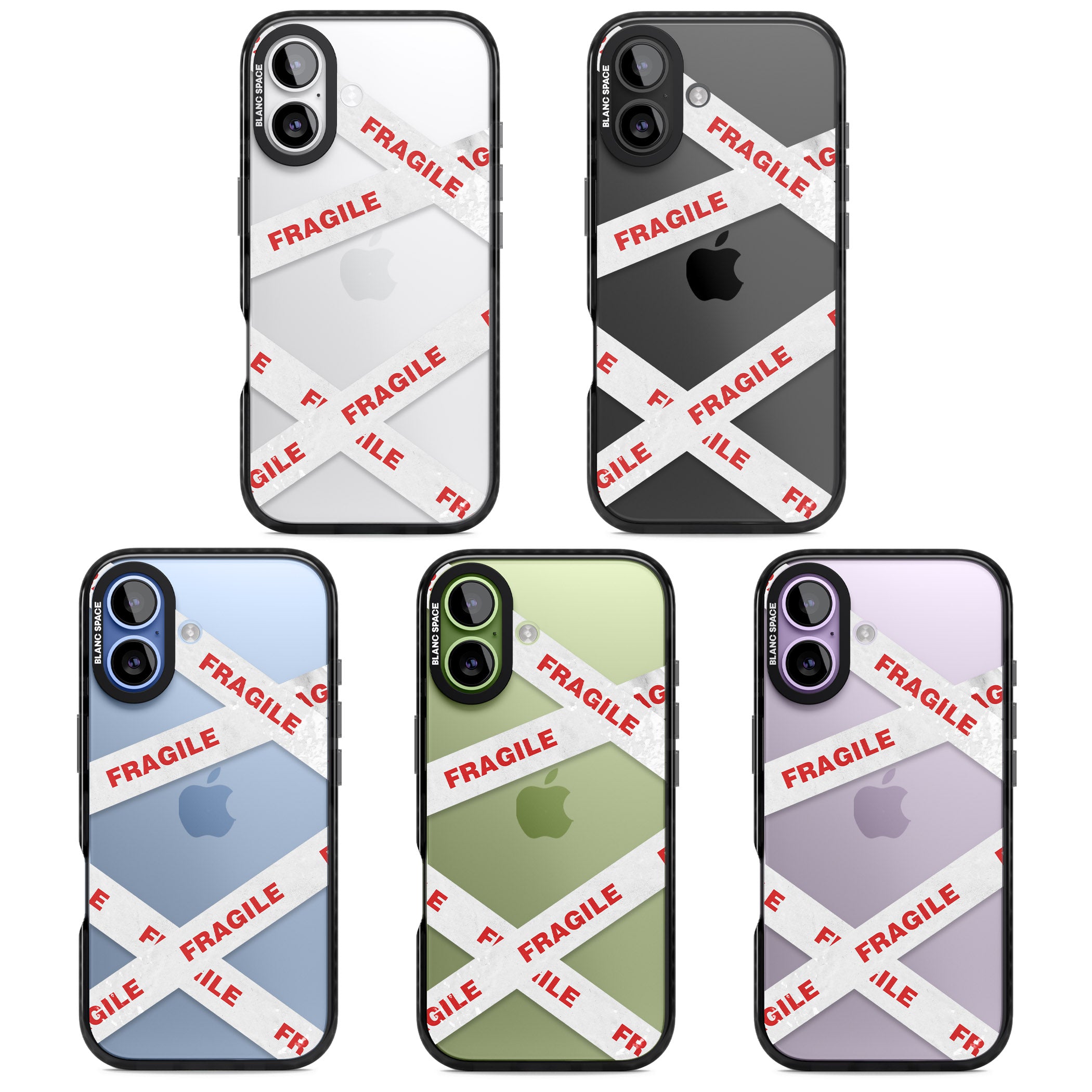 Fragile Tape iPhone 17 Impact Black Phone Case APT Impact Protection