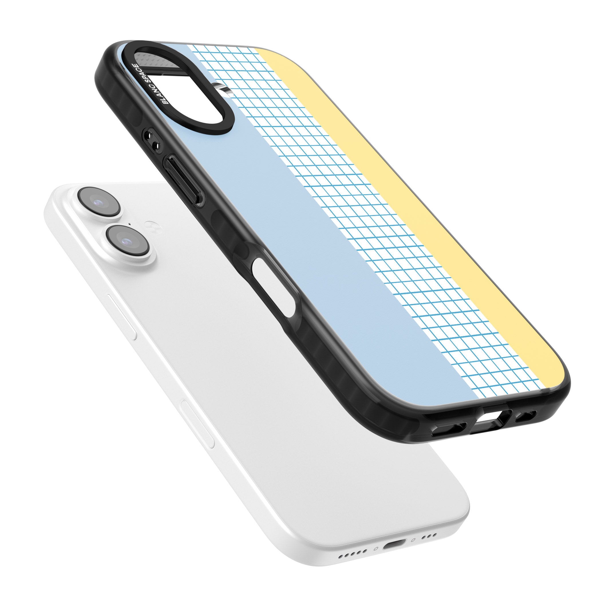 Abstract Grid Blue & Yellow iPhone 17 Impact Black Phone Case Colours