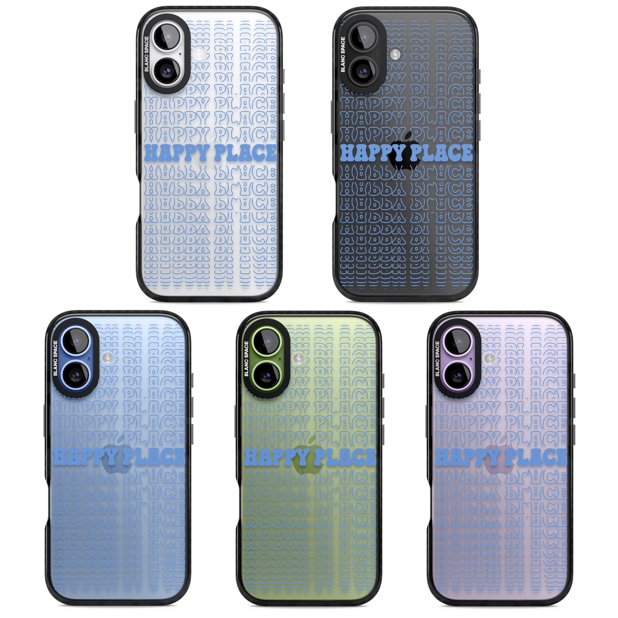 Happy Place (Blue) iPhone 17 Impact Black Phone Case APT Impact Protection