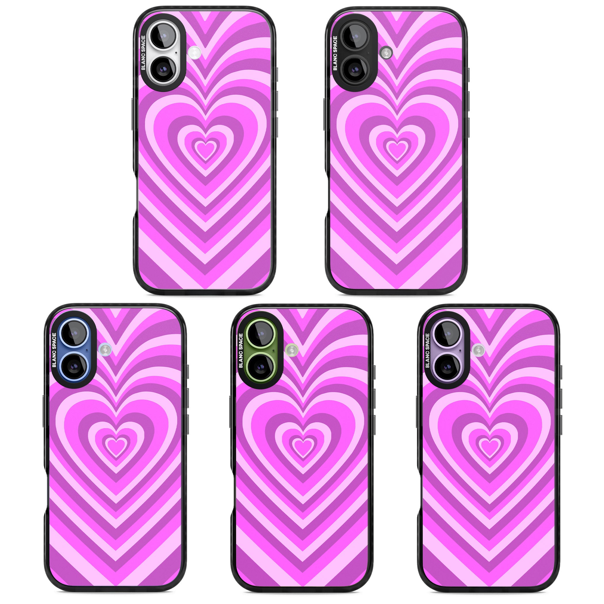 Pink Heart Illusion iPhone 17 Impact Black Phone Case APT Impact Protection