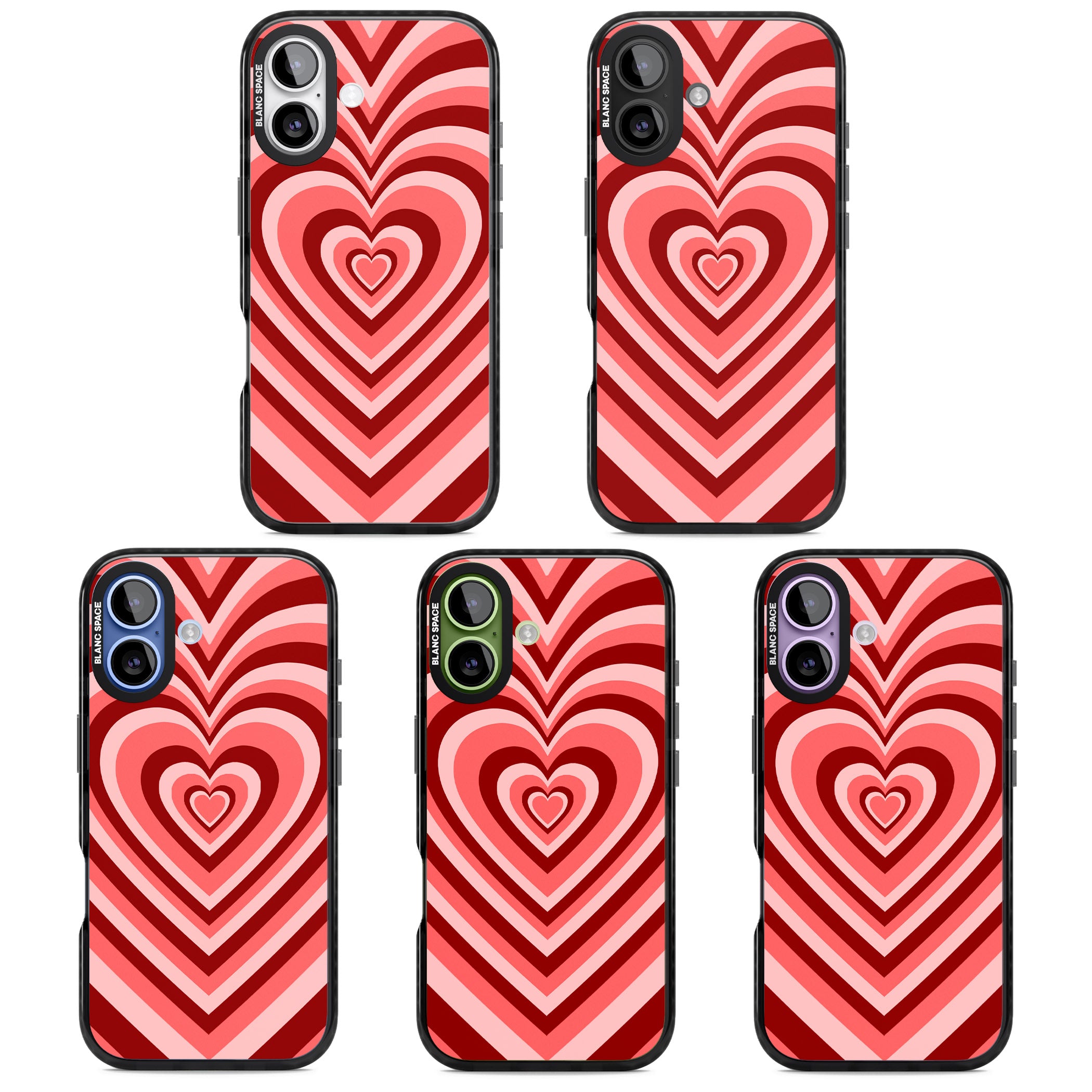 Red Heart Illusion iPhone 17 Impact Black Phone Case APT Impact Protection