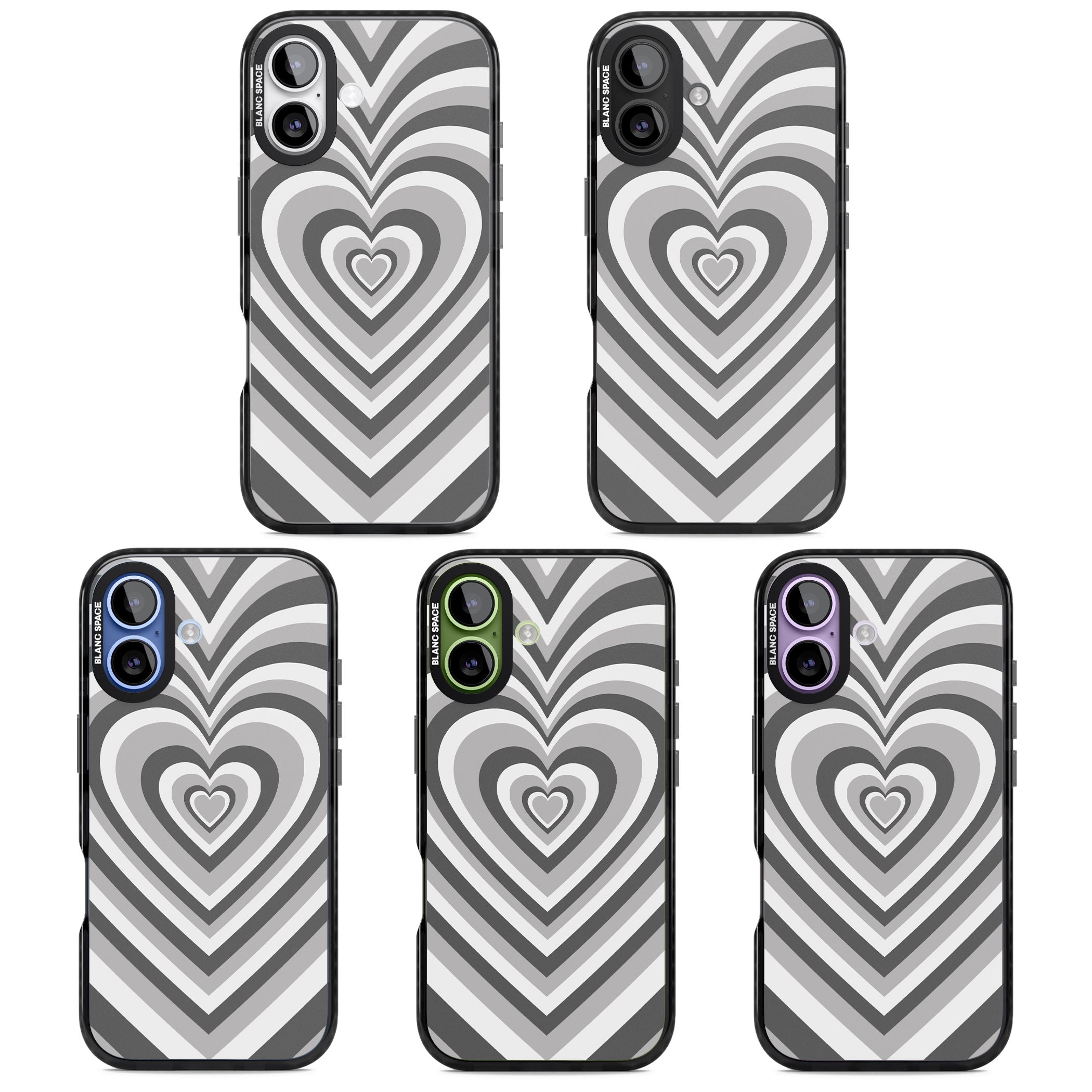 Monochrome Heart Illusion iPhone 17 Impact Black Phone Case APT Impact Protection