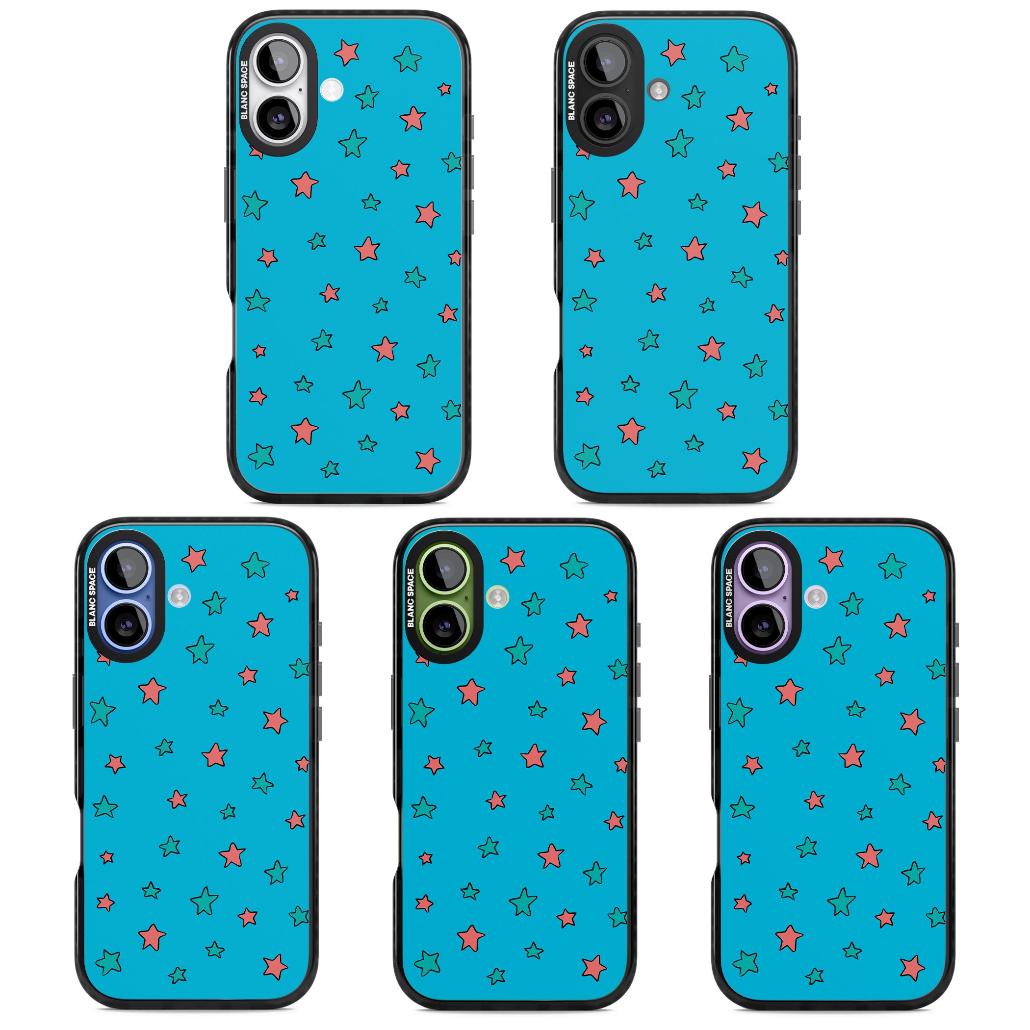 Blue Heartstopper Stars Pattern iPhone 17 Impact Black Phone Case APT Impact Protection