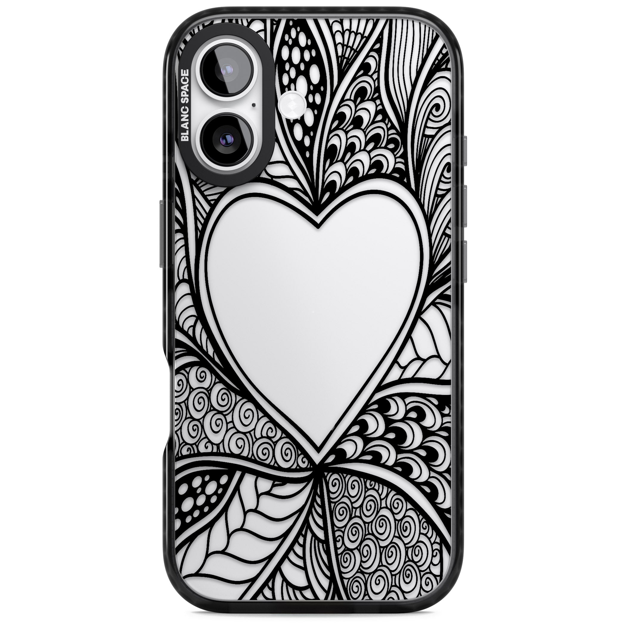 Black Henna Heart iPhone 17 Impact Black Phone Case