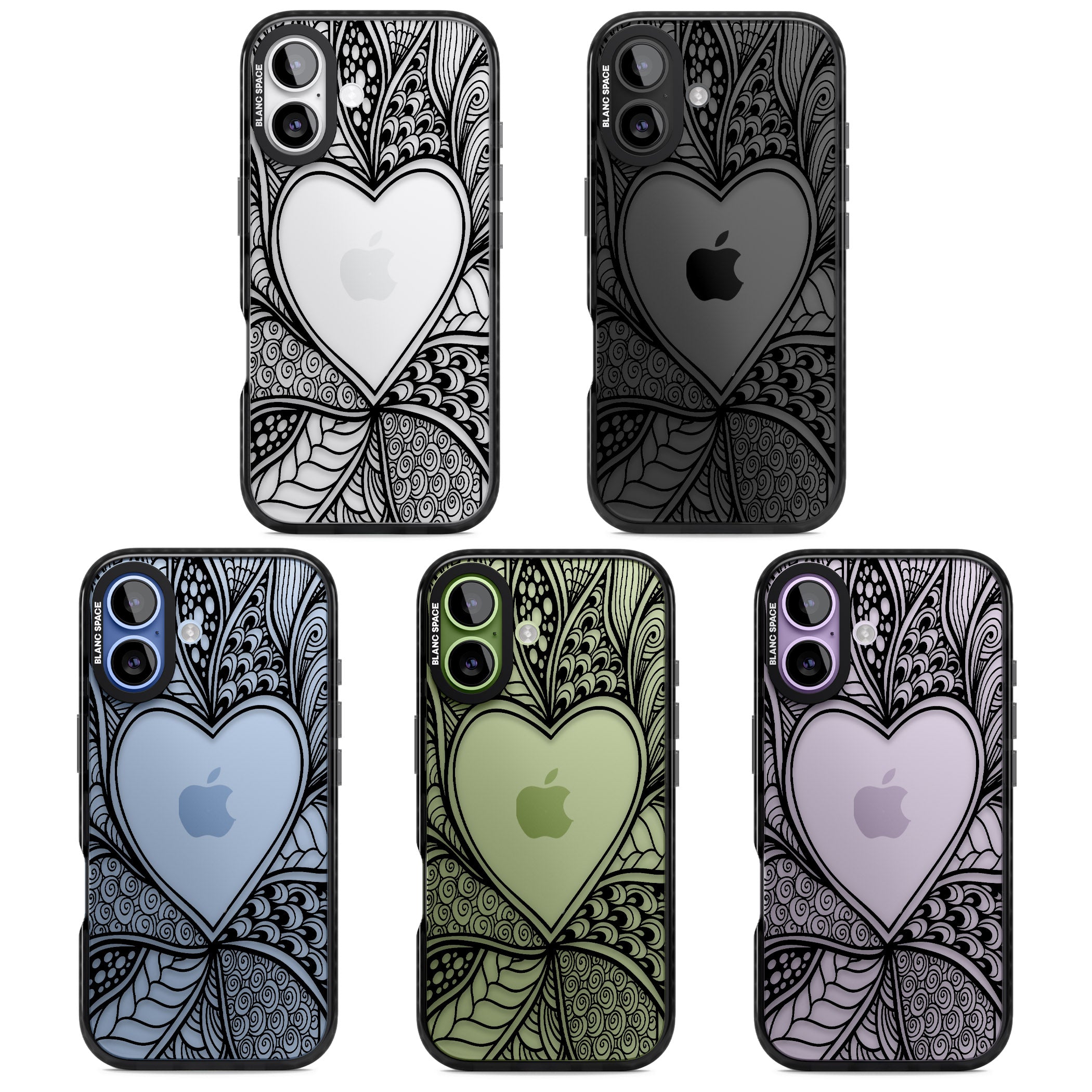 Black Henna Heart iPhone 17 Impact Black Phone Case APT Impact Protection