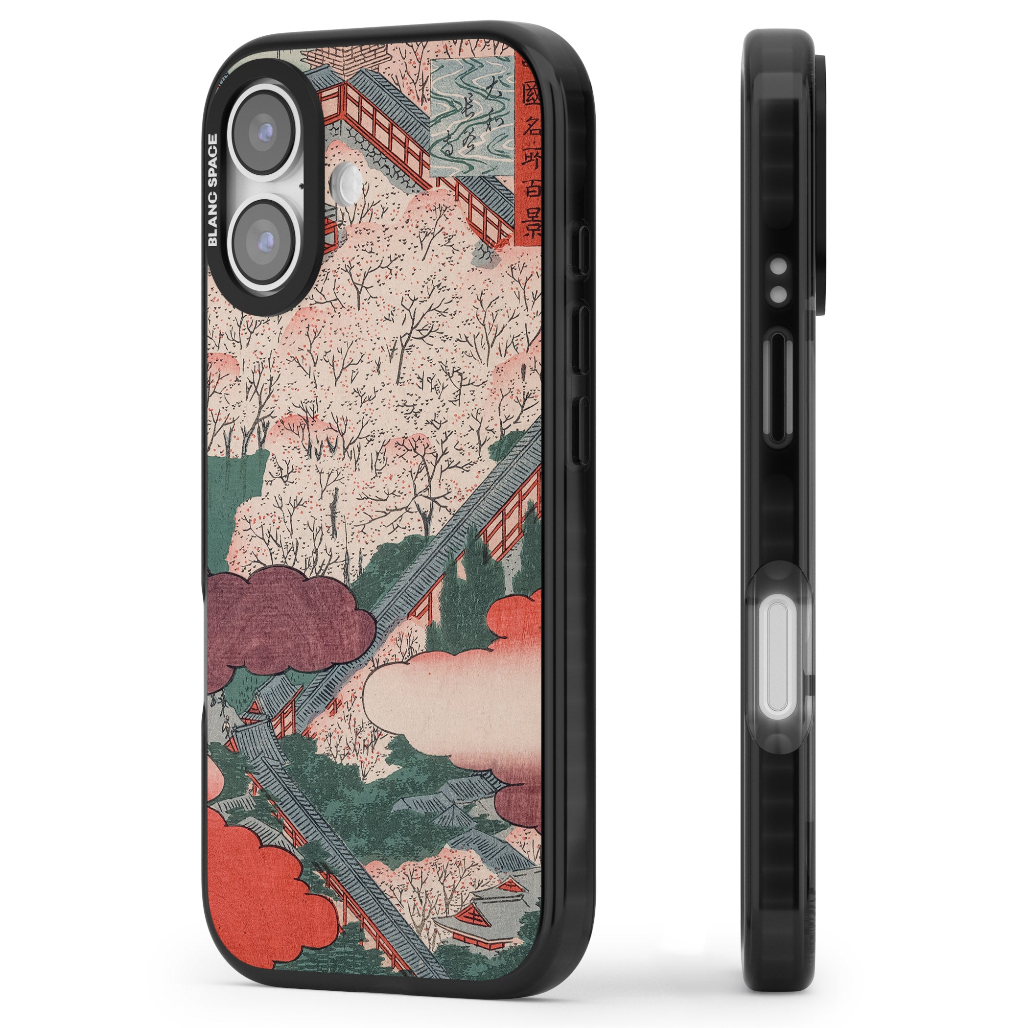 Vintage Japanese Illustrations Japanese City iPhone 17 Impact Black Phone Case Side Profile