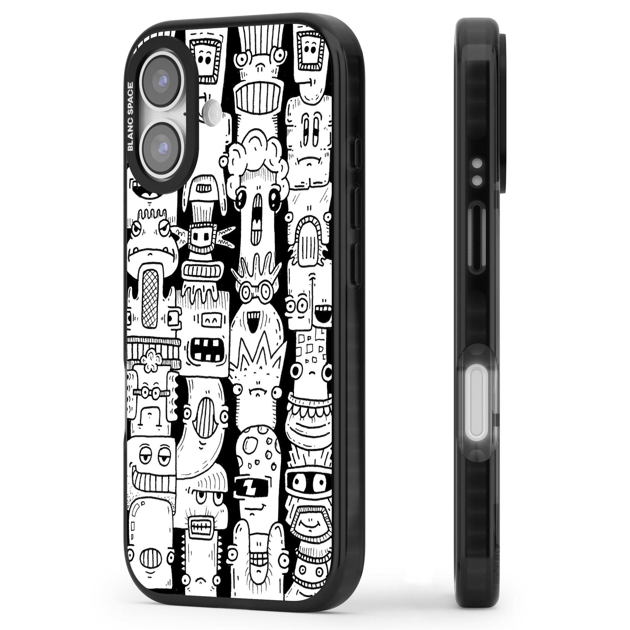 Monochrome Heads iPhone 17 Impact Black Phone Case Side Profile