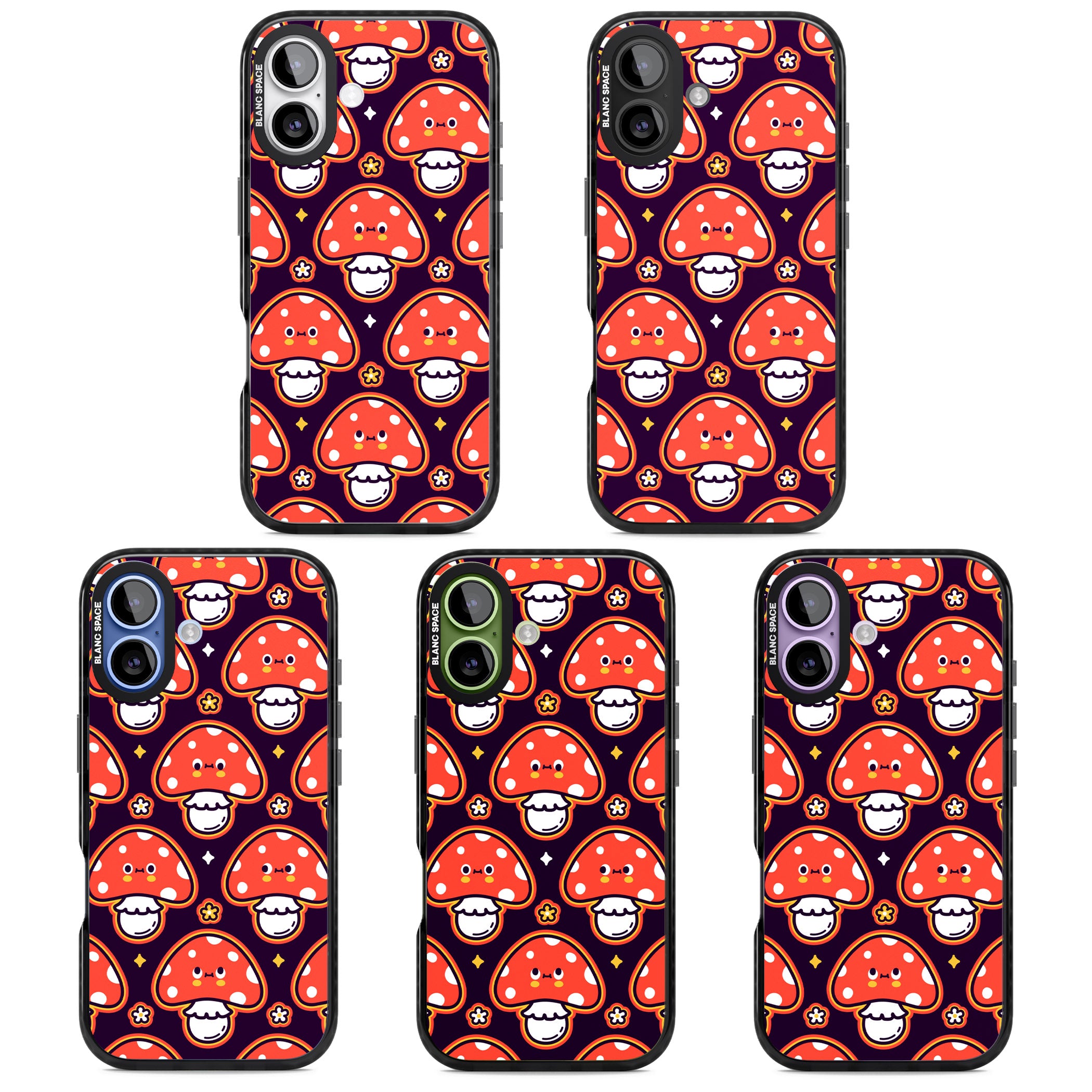Mushroom Kawaii Pattern iPhone 17 Impact Black Phone Case APT Impact Protection