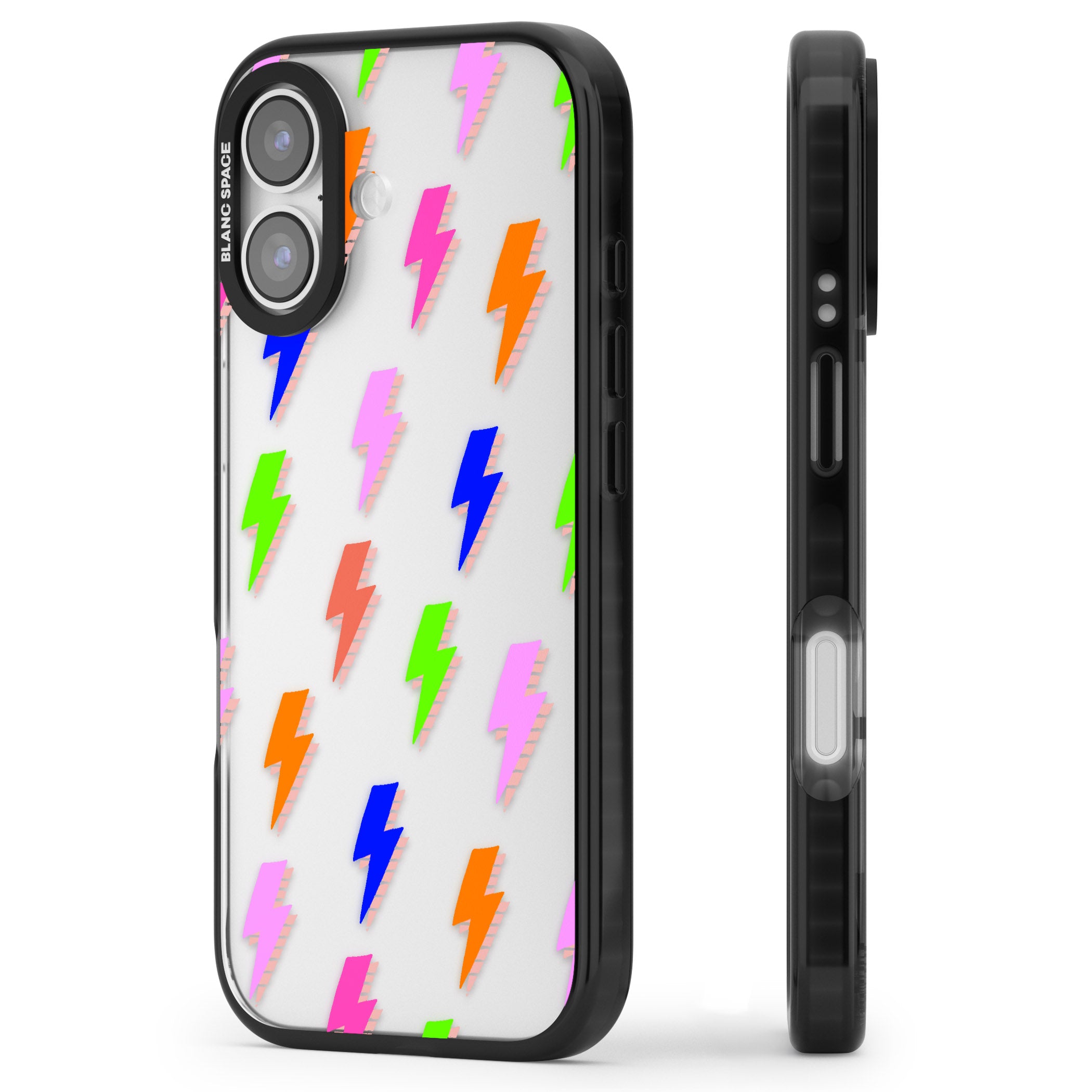 Rainbow Pop Lightning iPhone 17 Impact Black Phone Case Side Profile