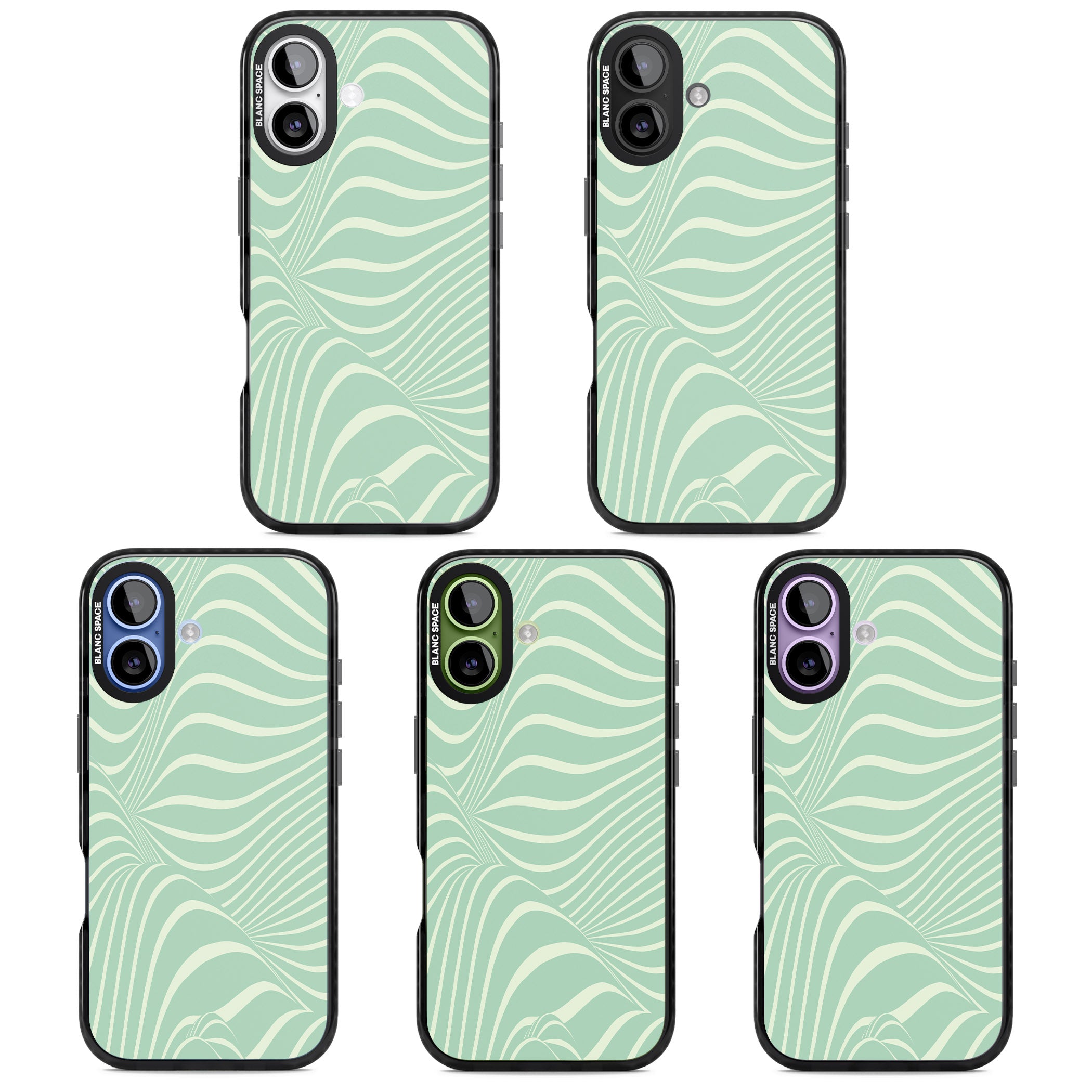Mint Green Distorted Line iPhone 17 Impact Black Phone Case APT Impact Protection