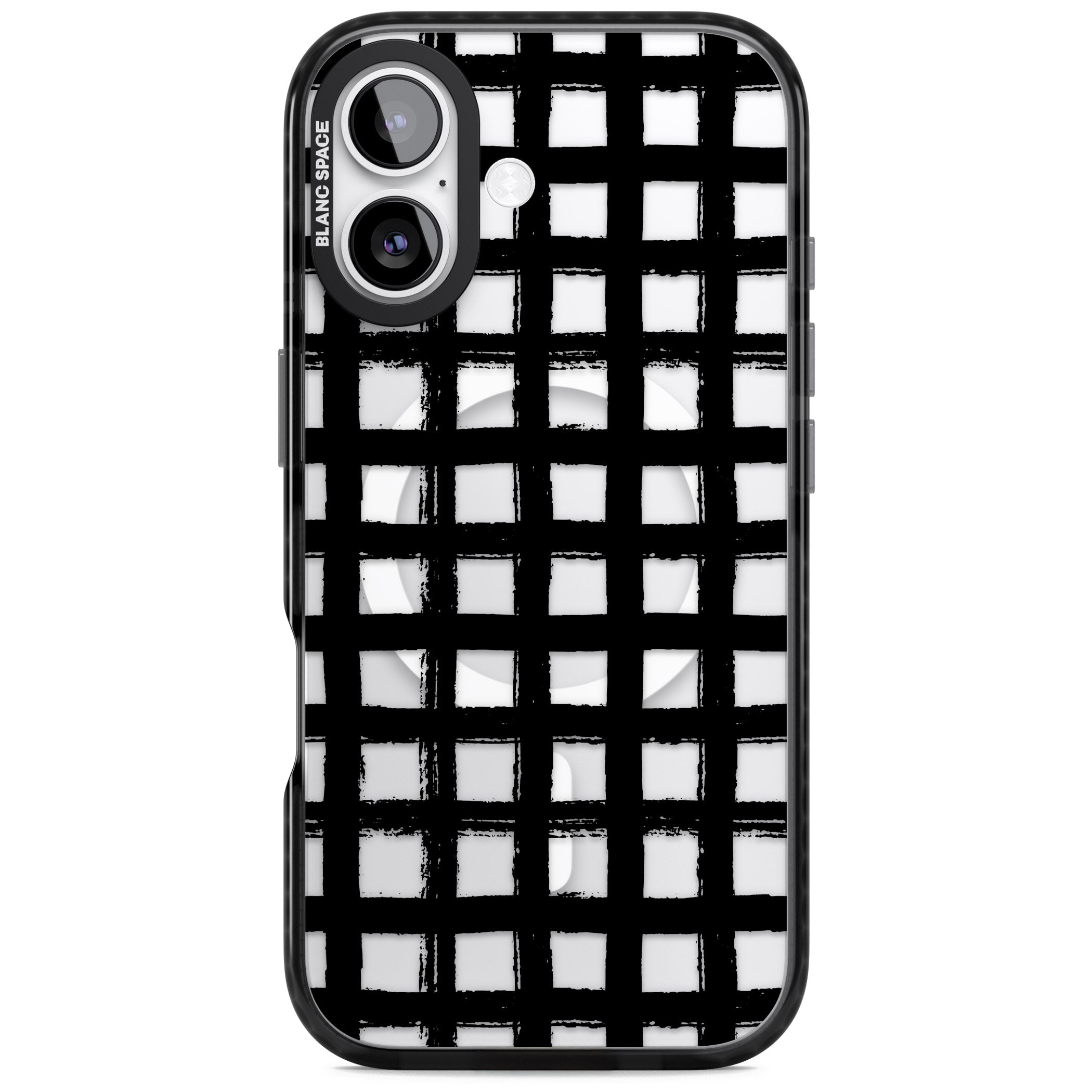 Messy Black Grid Clear iPhone 17 Impact Pro Black Phone Case