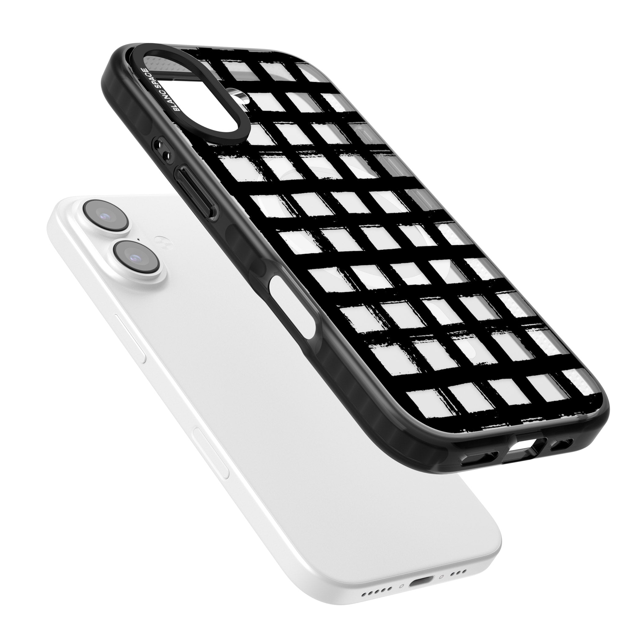 Messy Black Grid Clear iPhone 17 Impact Pro Black Phone Case Colours