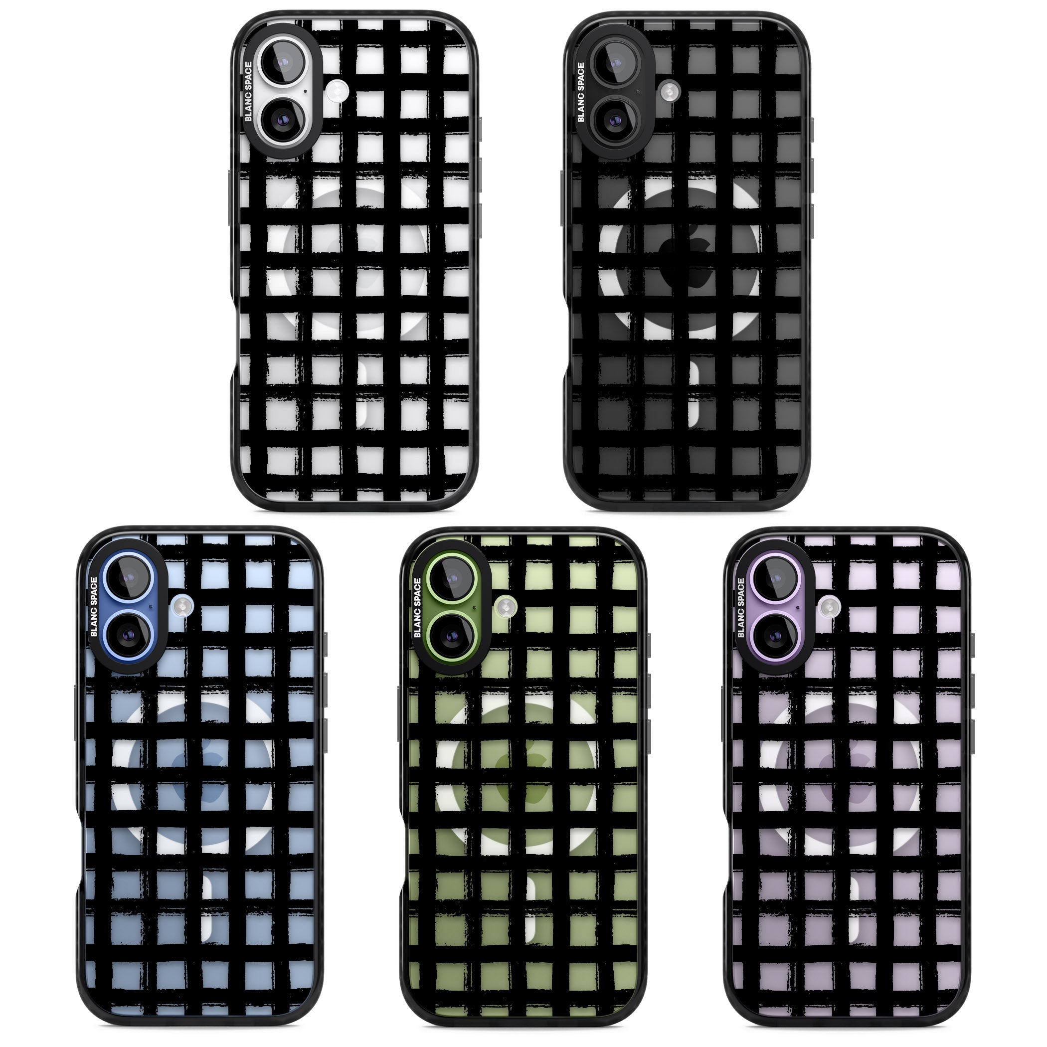 Messy Black Grid Clear iPhone 17 Impact Pro Black Phone Case APT Impact Protection