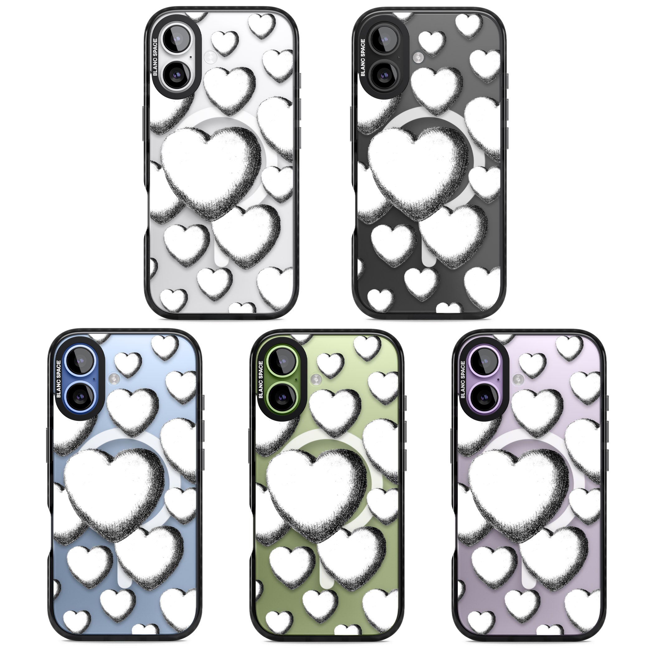 Hand Drawn Hearts iPhone 17 Impact Pro Black Phone Case APT Impact Protection