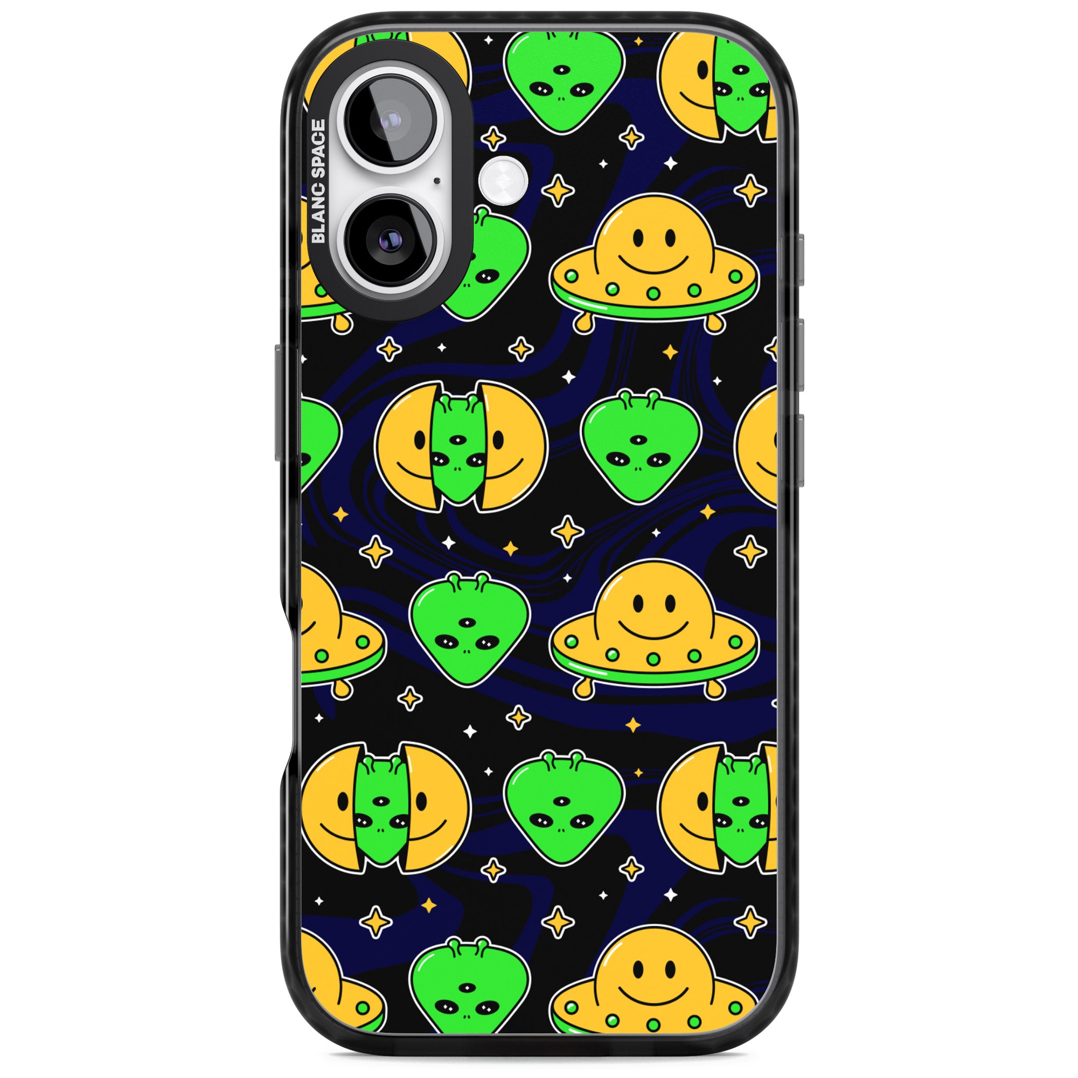 Alien Head Pattern iPhone 17 Impact Pro Black Phone Case