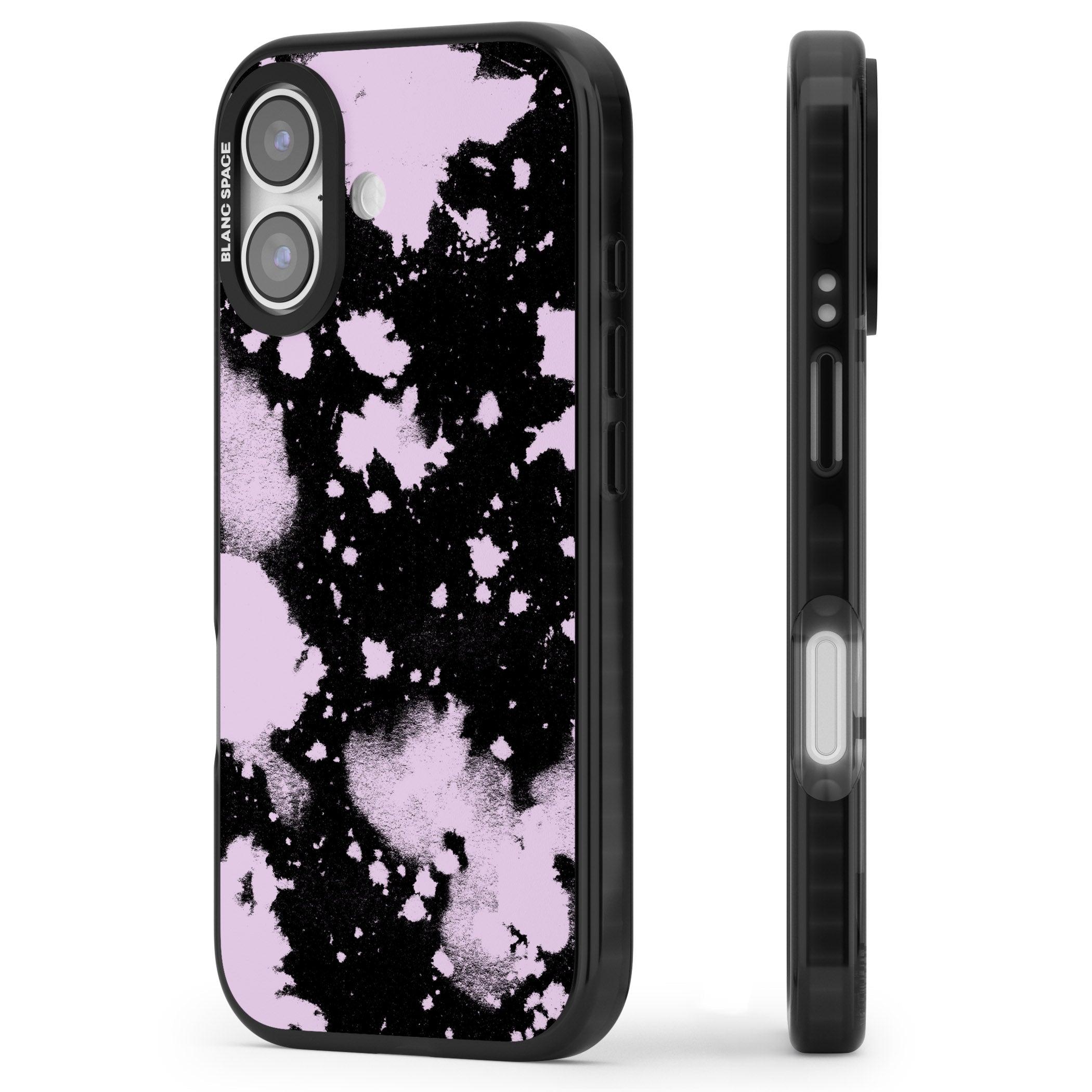 Pink & Black Acid Wash Tie Dye iPhone 17 Impact Pro Black Phone Case Side Profile