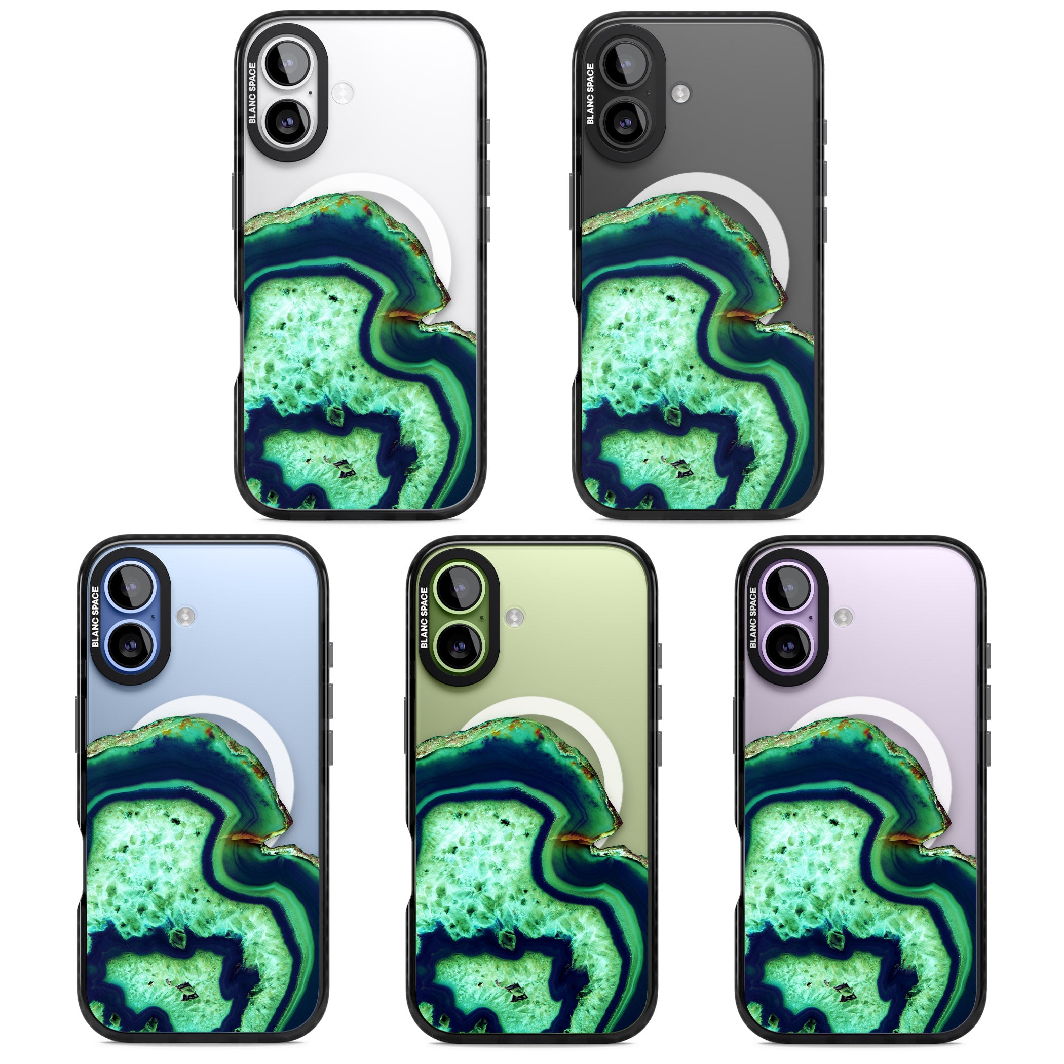 Emerald Agate Slice iPhone 17 Impact Pro Black Phone Case APT Impact Protection