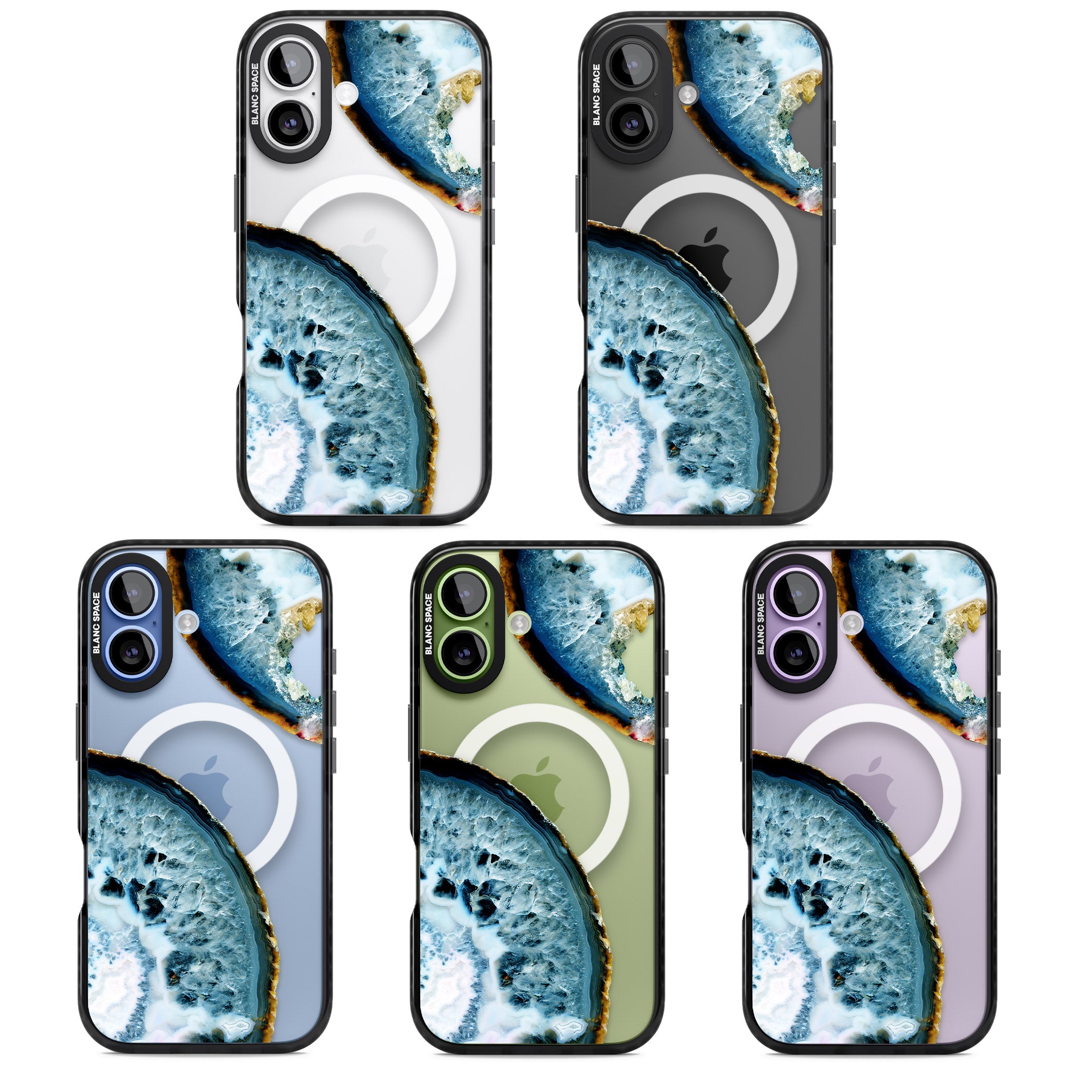 Blue Agate Slice iPhone 17 Impact Pro Black Phone Case APT Impact Protection