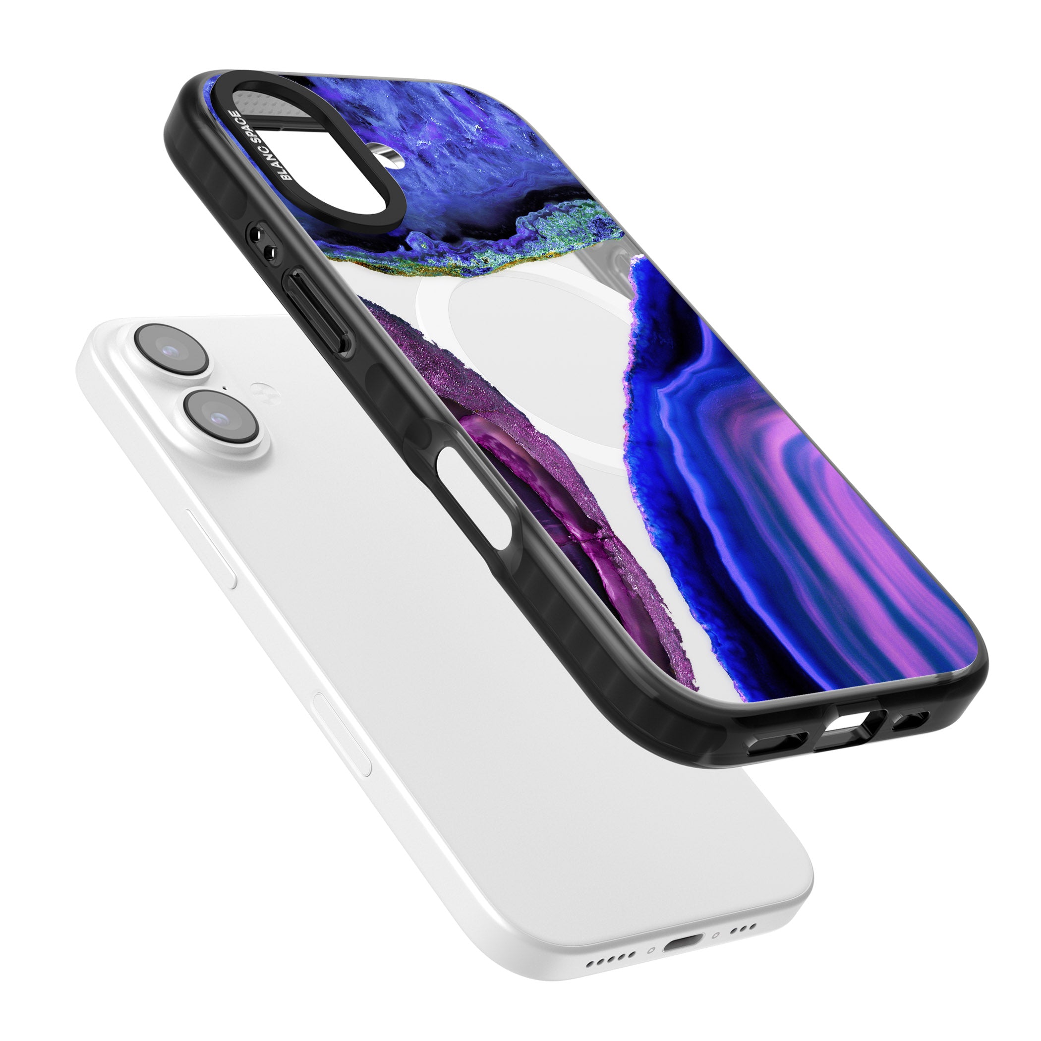 Violet Agate Slice iPhone 17 Impact Pro Black Phone Case Colours