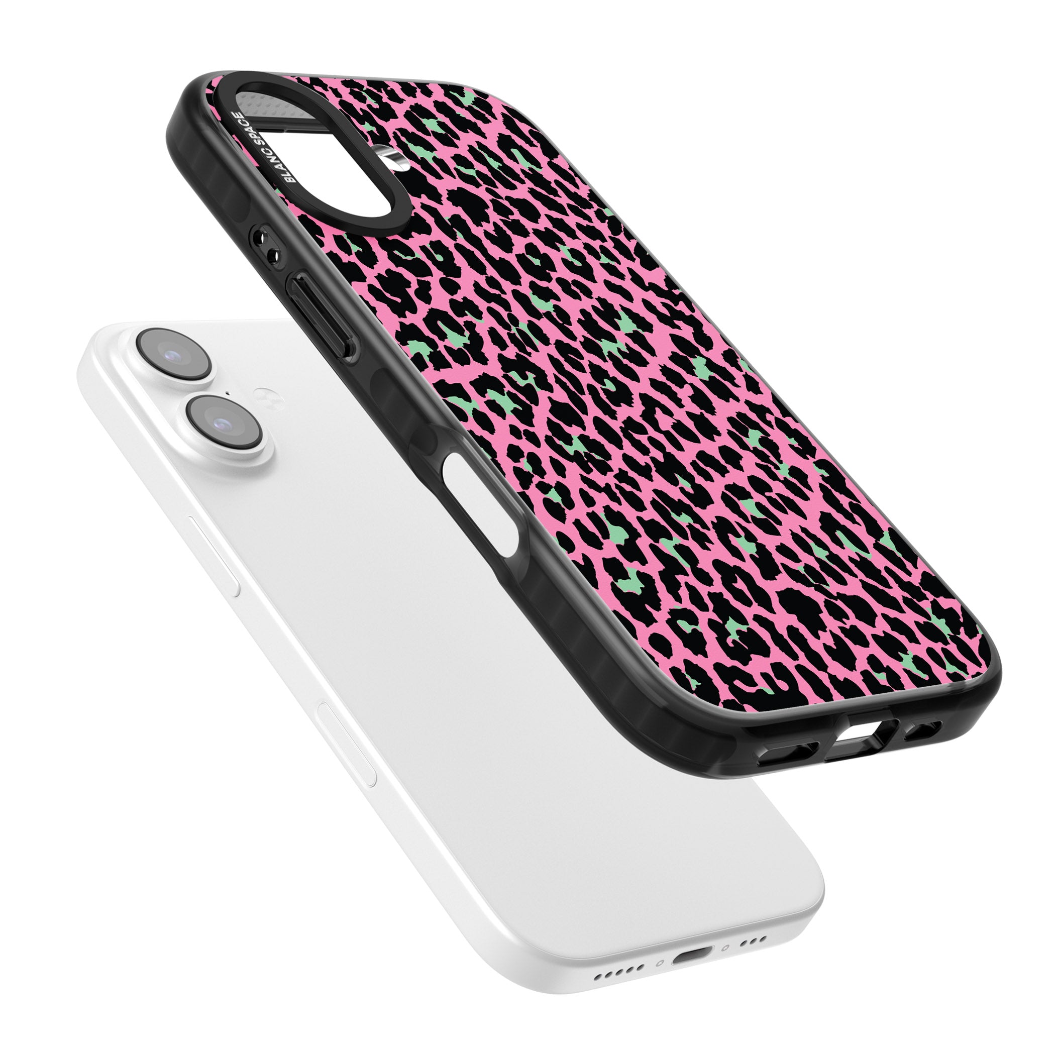 Pink & Green Leopard iPhone 17 Impact Pro Black Phone Case Colours