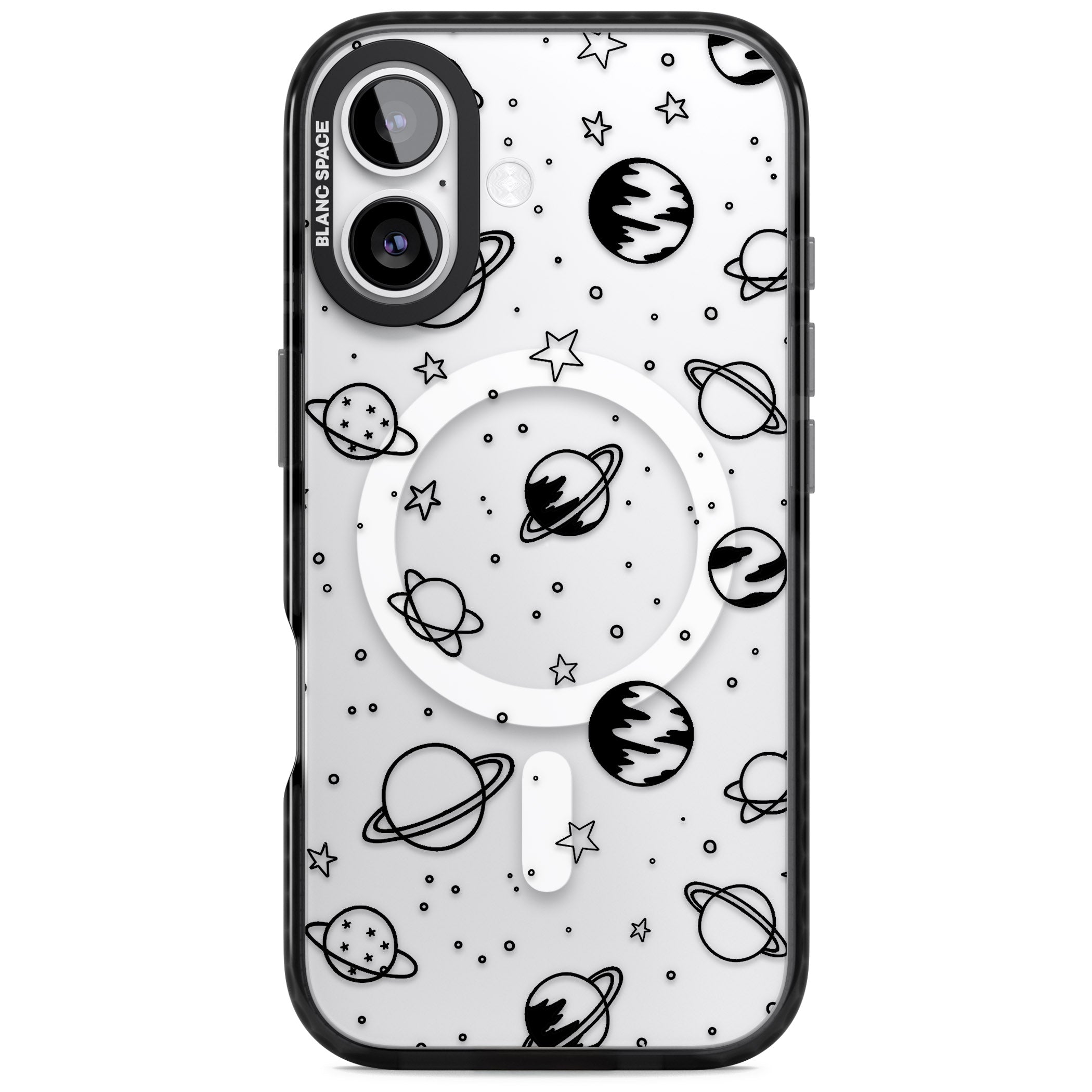 Cosmic Sketch Black Clear iPhone 17 Impact Pro Black Phone Case